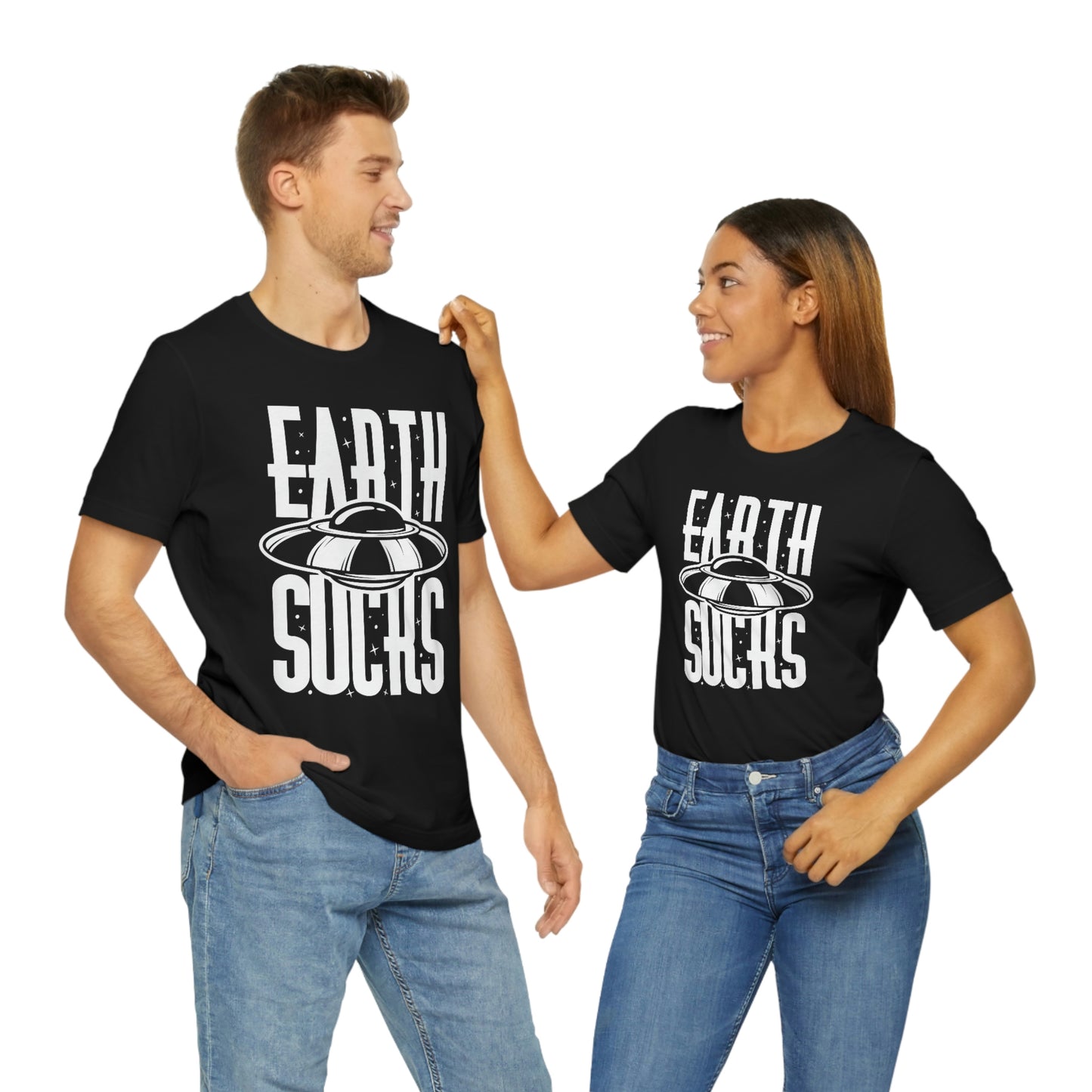 Earth Sucks White Font Unisex Jersey Short Sleeve Tee