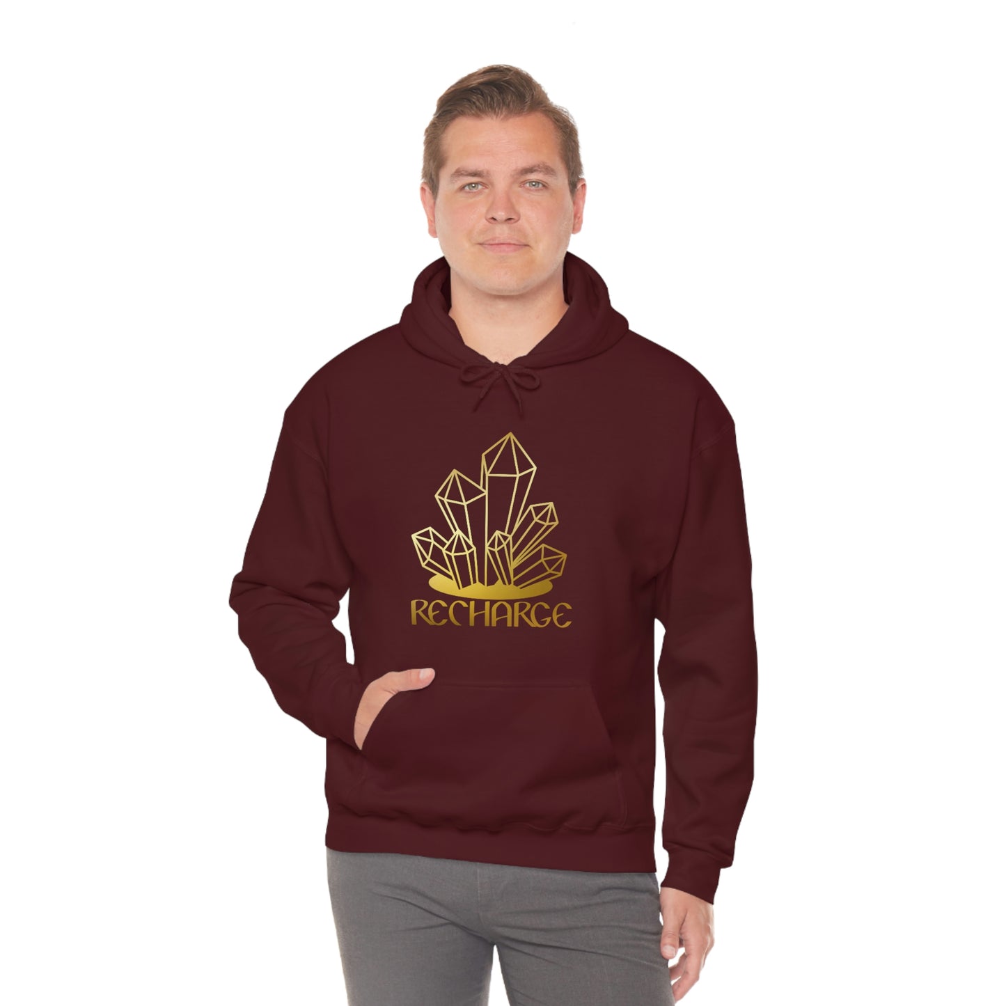 Recharge Gold Font Unisex Heavy Blend™ Hooded Sweatshirt