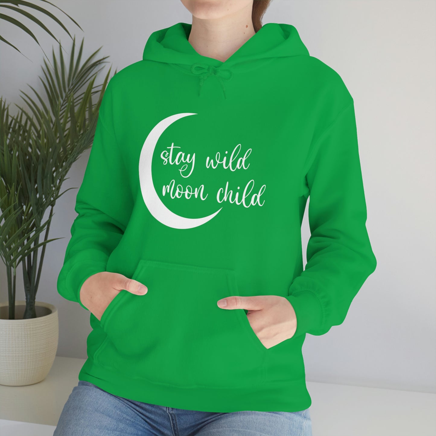 Stay Wild Moon Child White Font Unisex Heavy Blend™ Hooded Sweatshirt