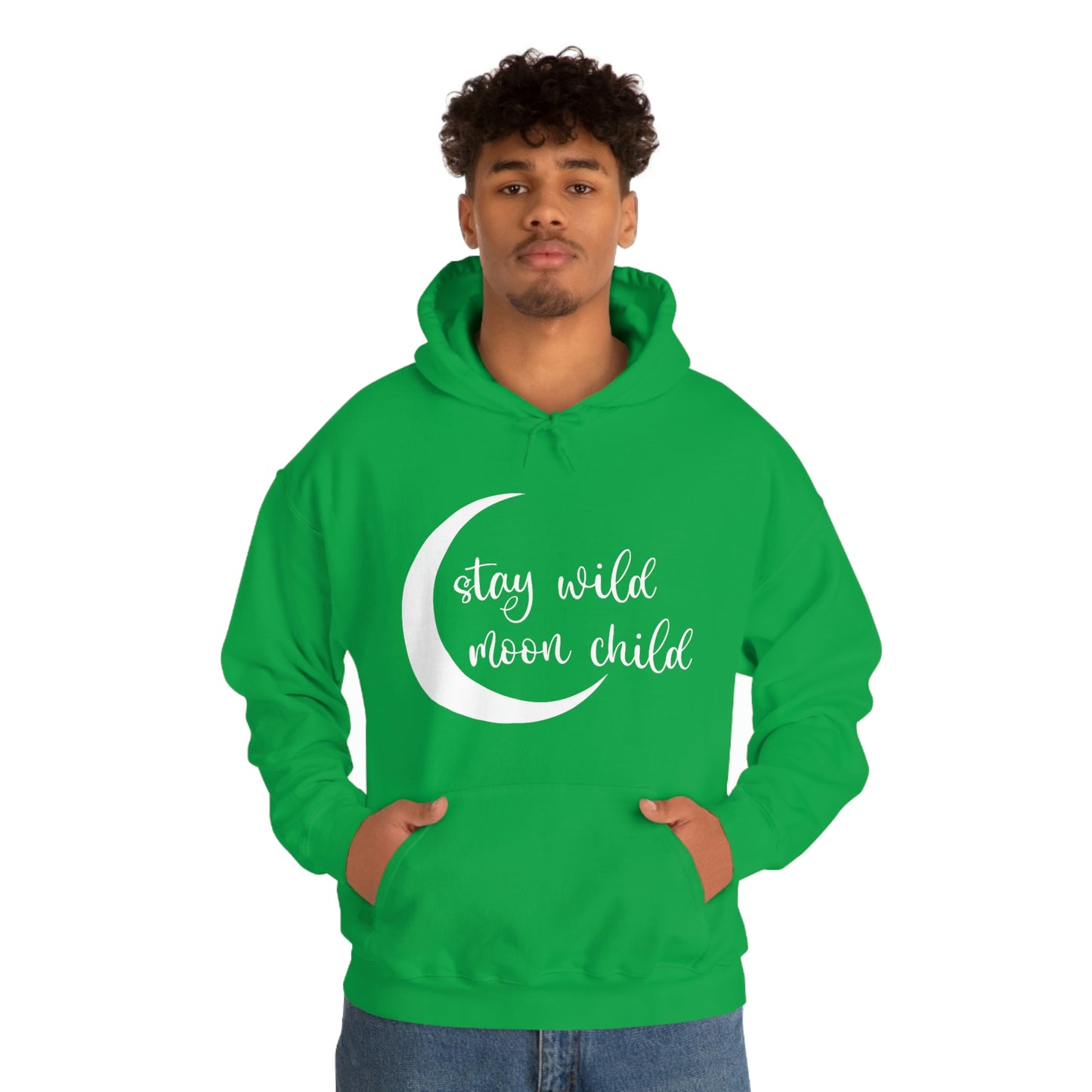 Stay Wild Moon Child White Font Unisex Heavy Blend™ Hooded Sweatshirt