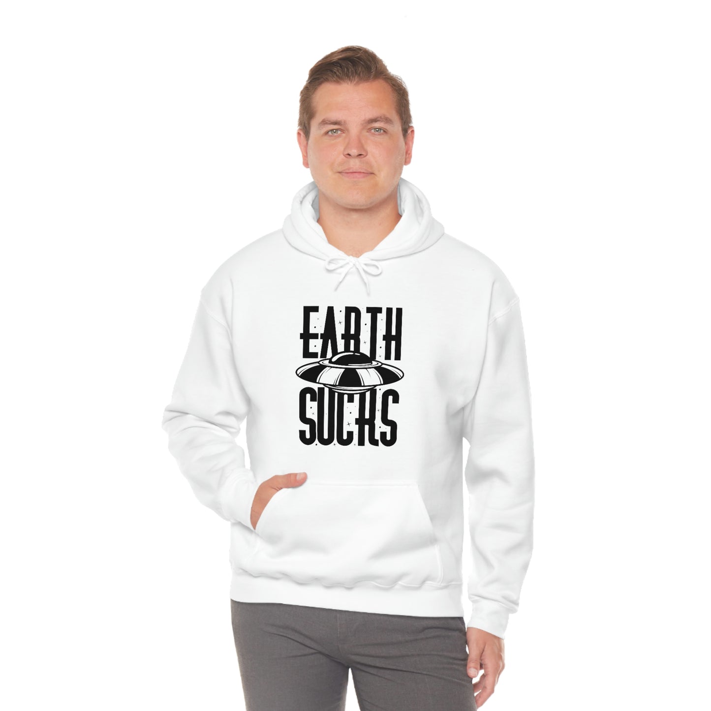 Earth Sucks Black Font Unisex Heavy Blend™ Hooded Sweatshirt