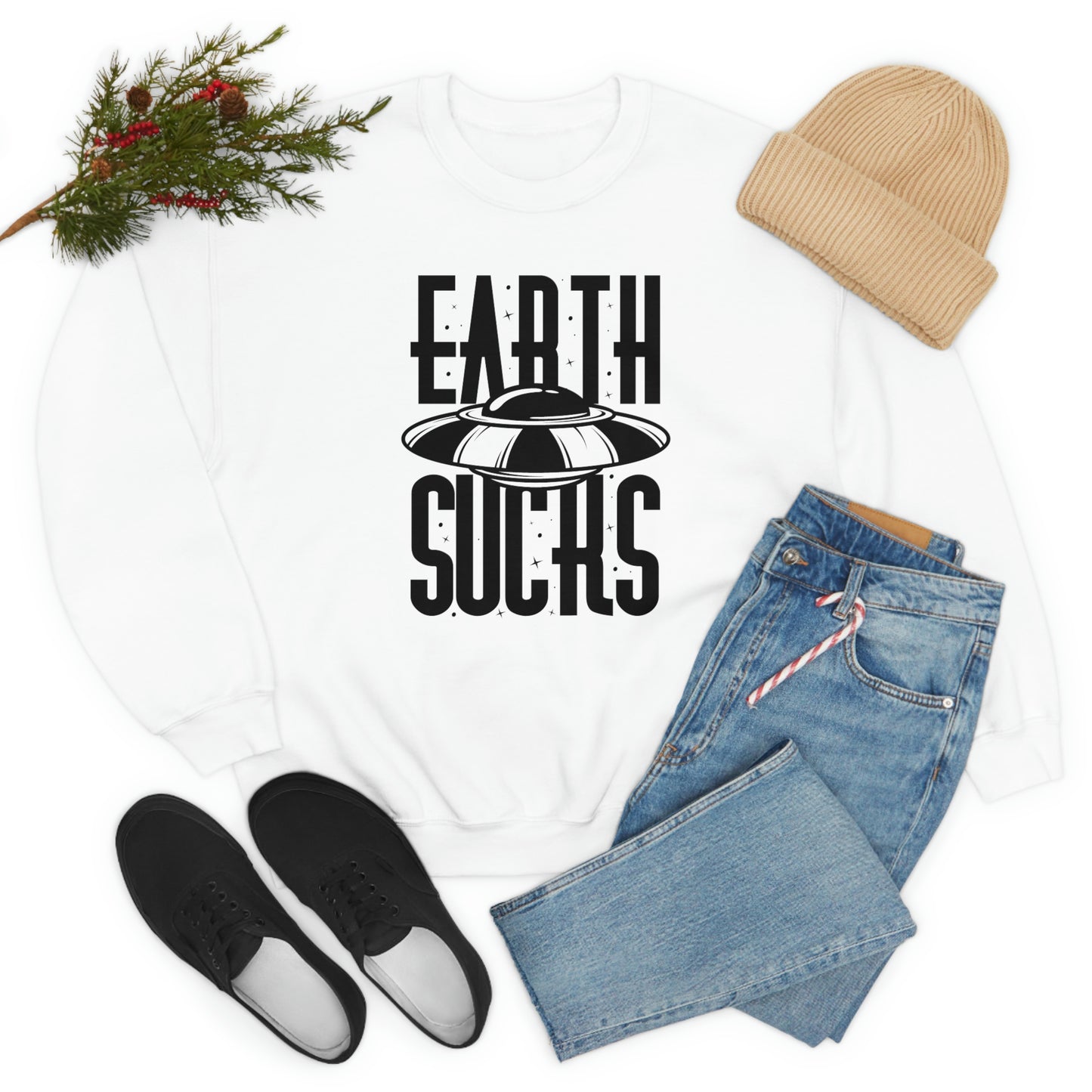 Earth Sucks Black Font unisex heavy blend crewneck sweatshirt