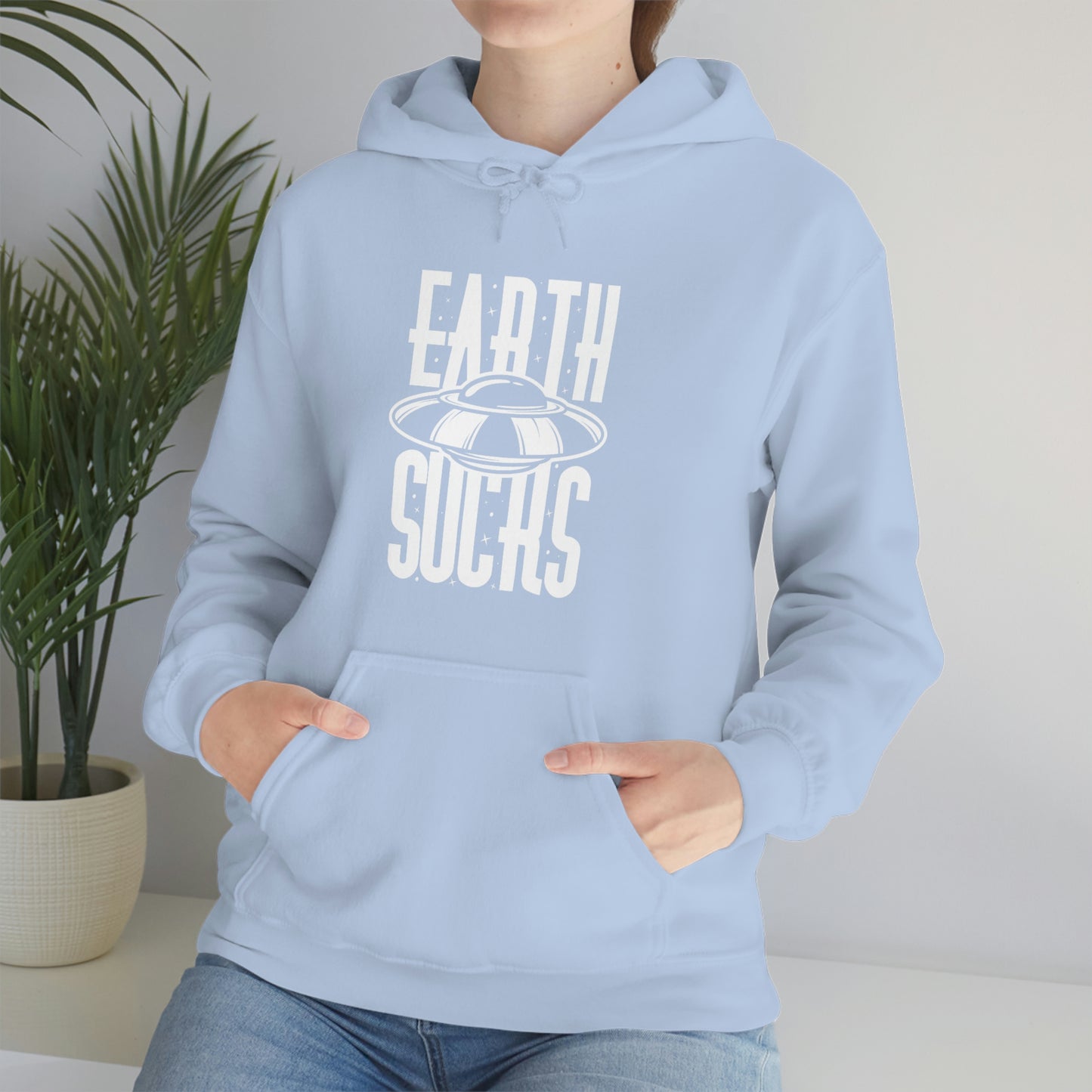 Earth Sucks White Font Unisex Heavy Blend™ Hooded Sweatshirt