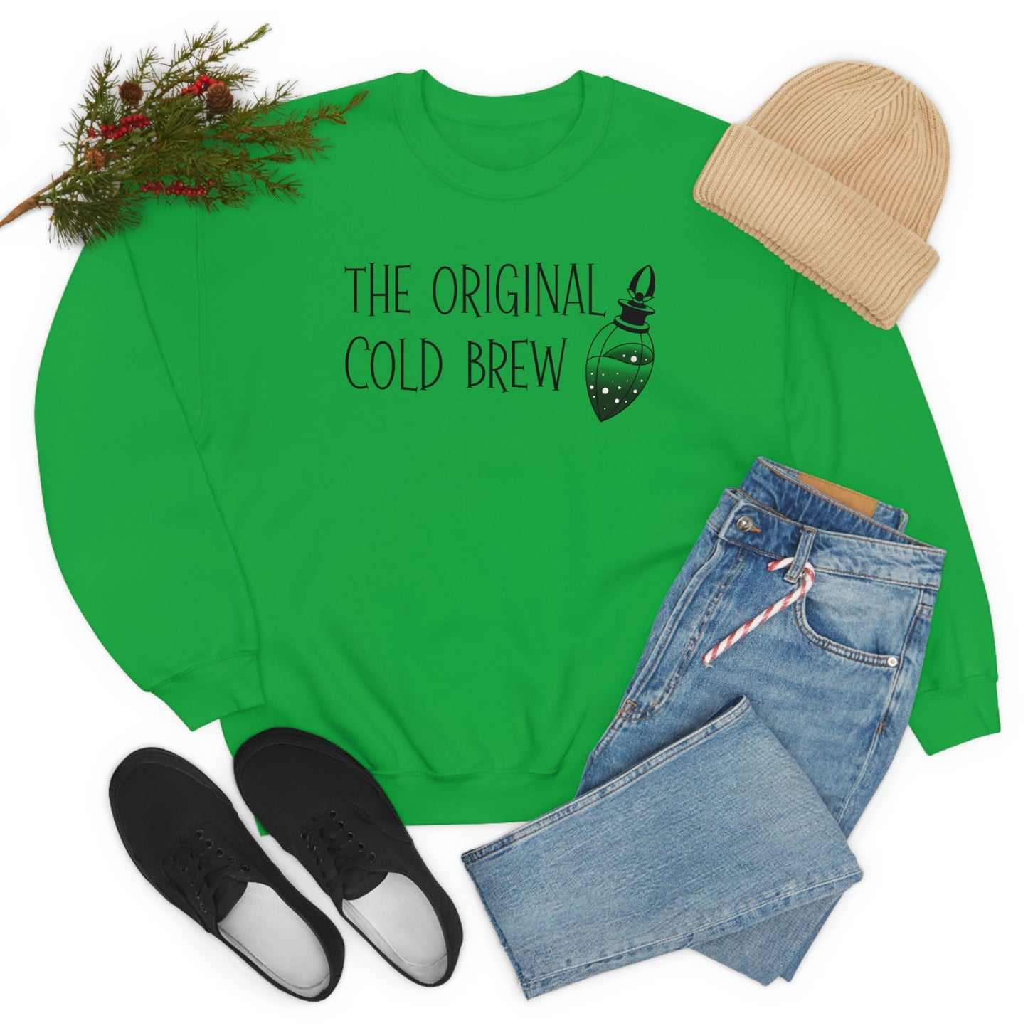 The Original Cold Brew Black Font White unisex heavy blend crewneck sweatshirt