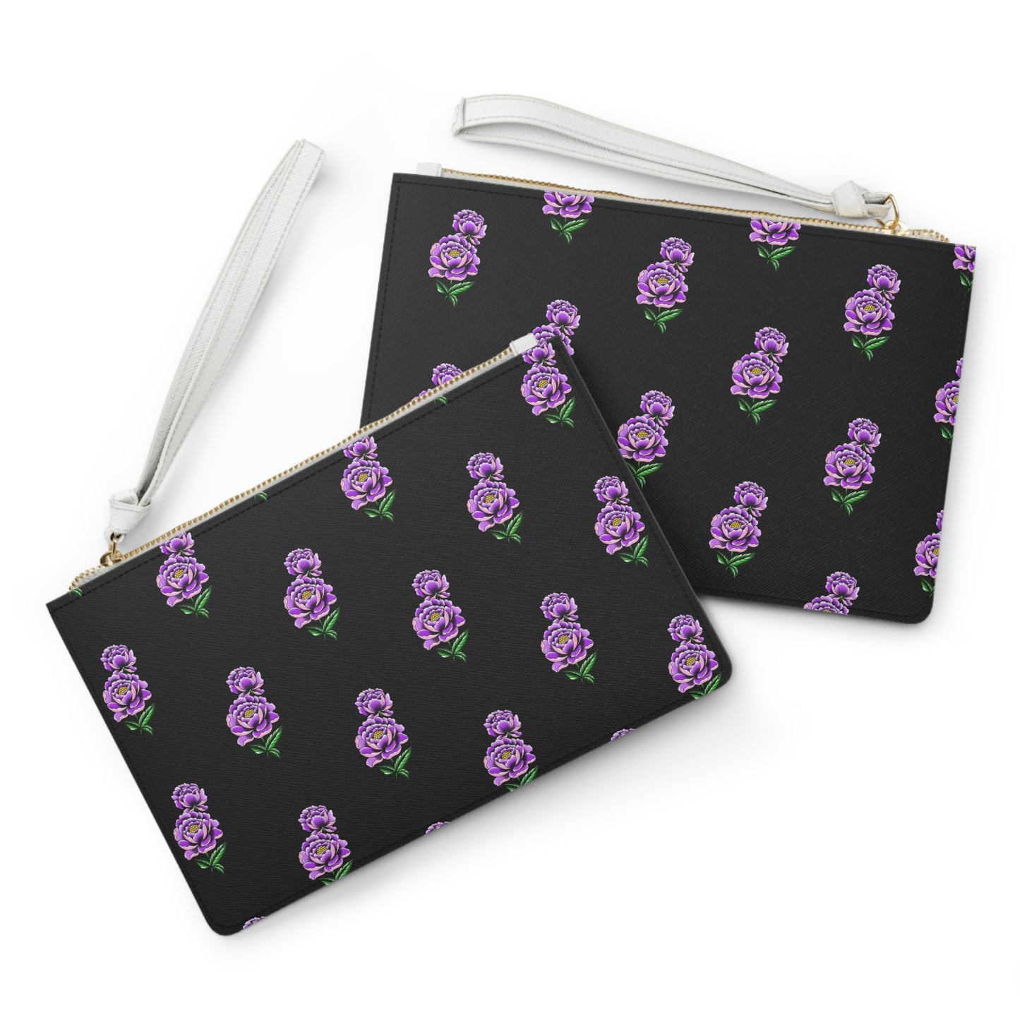 Flower, Black Clutch Bag