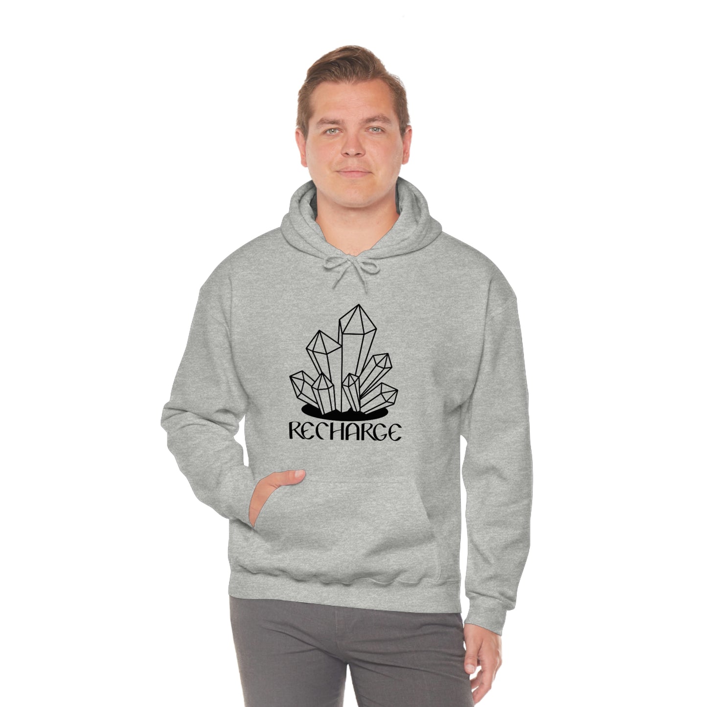 Recharge Black Font Unisex Heavy Blend™ Hooded Sweatshirt