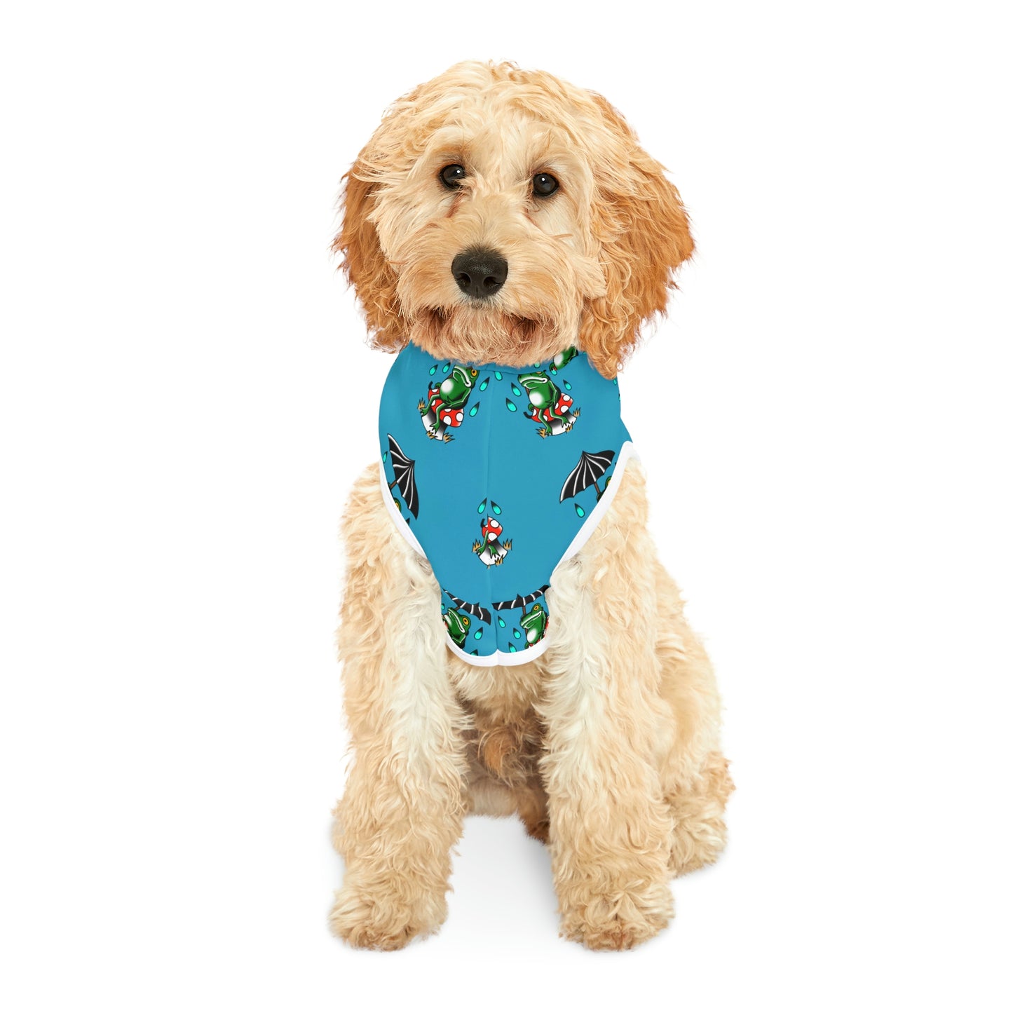 Rainy Day Frog Teal Dog Hoodie