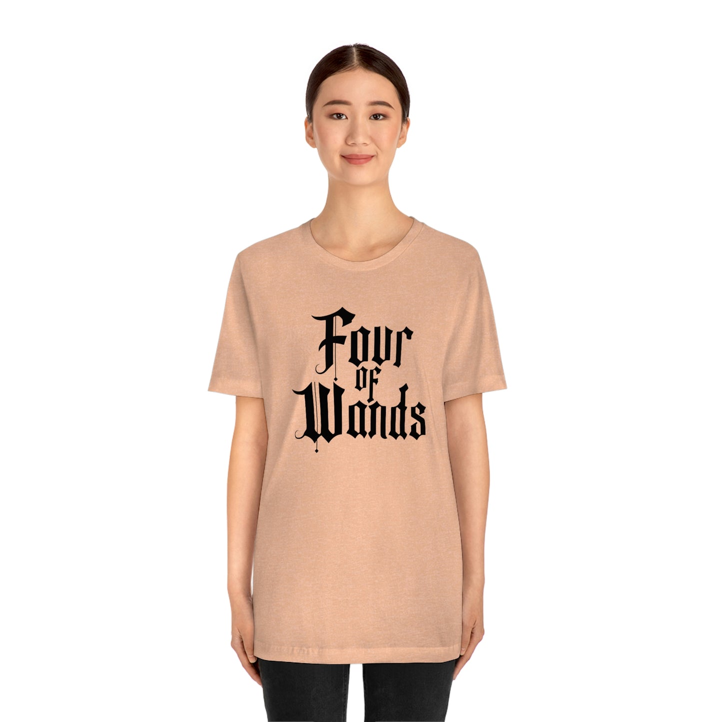 Four of Wands Black Logo Unisex Jersey Short Sleeve Tee