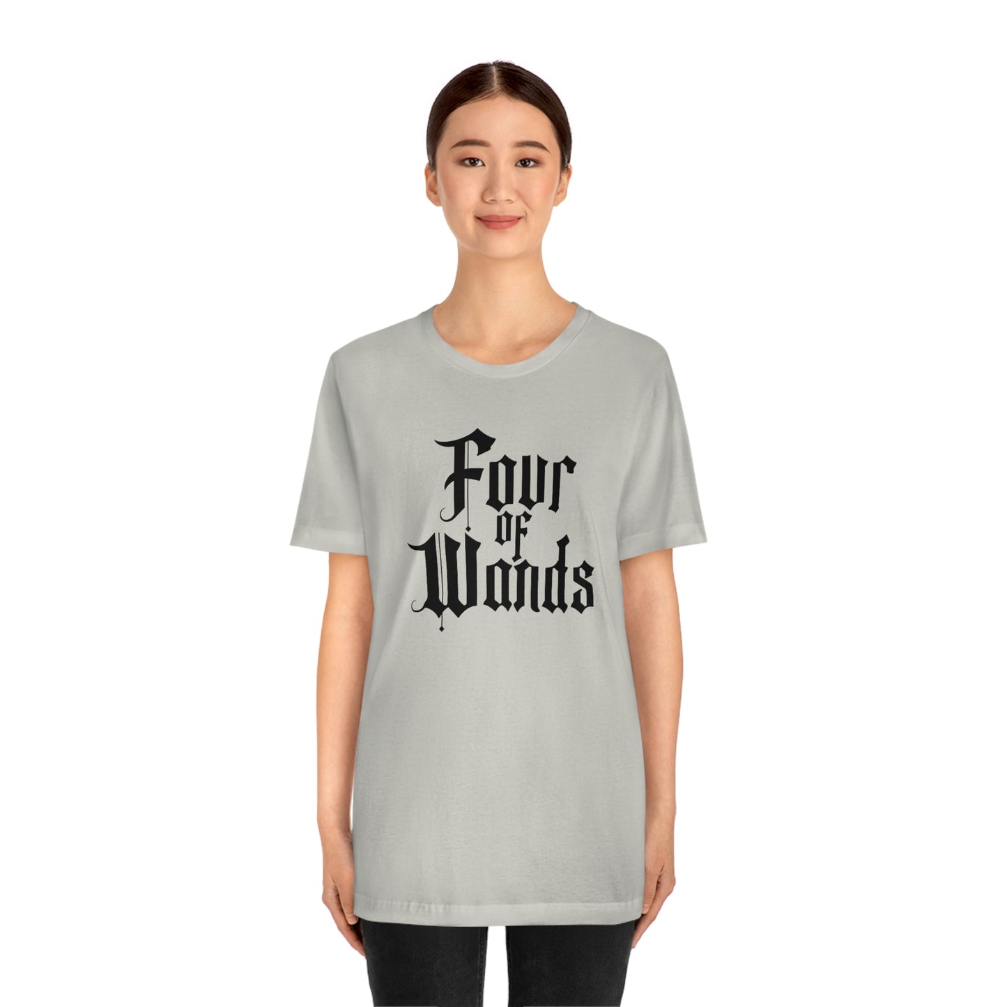 Four of Wands Black Logo Unisex Jersey Short Sleeve Tee