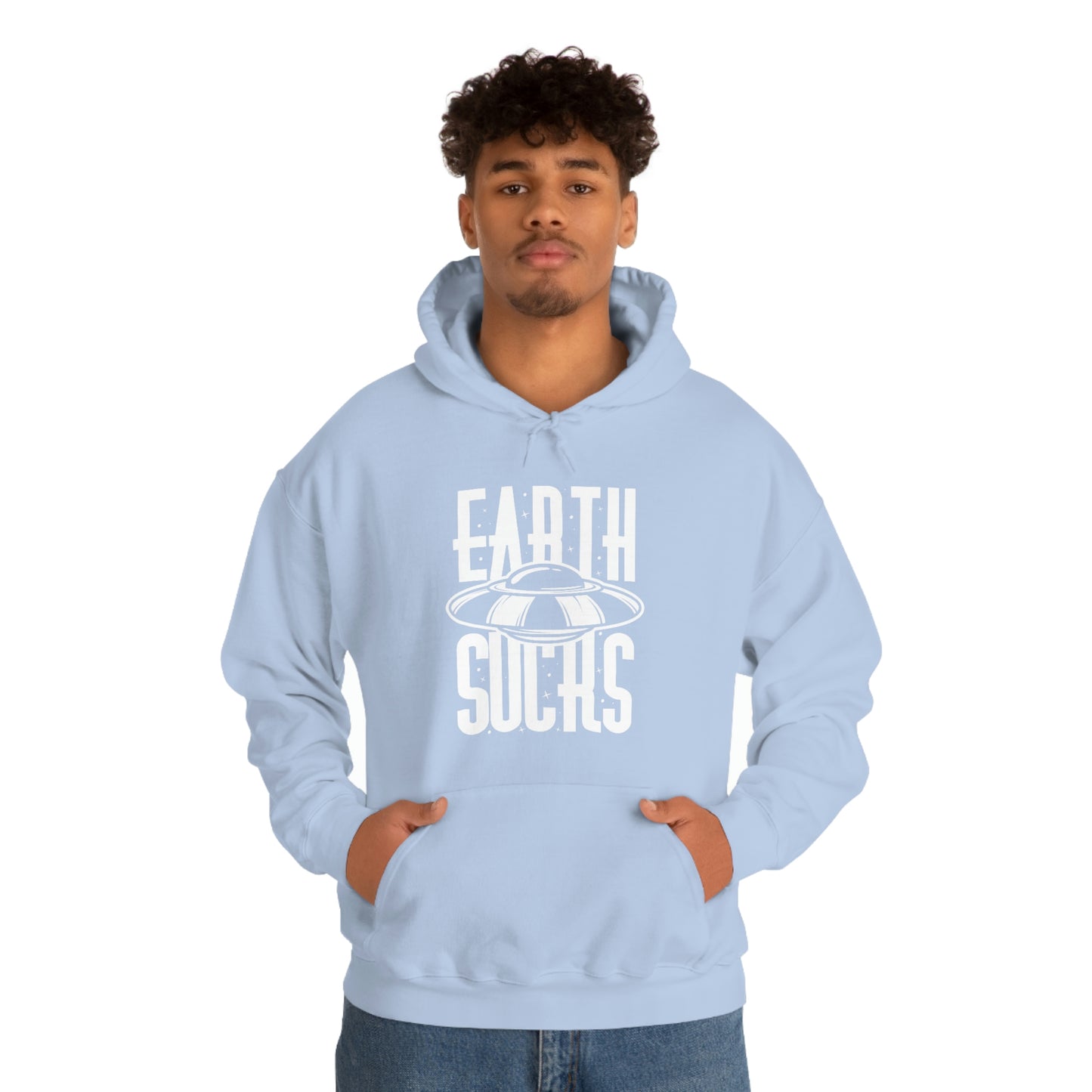 Earth Sucks White Font Unisex Heavy Blend™ Hooded Sweatshirt