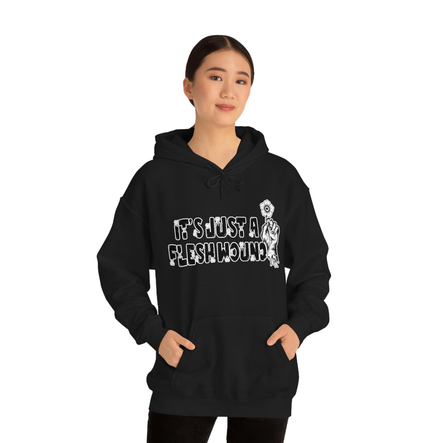 It's Just A Flesh Wound Dark Unisex Heavy Blend™ Hooded Sweatshirt