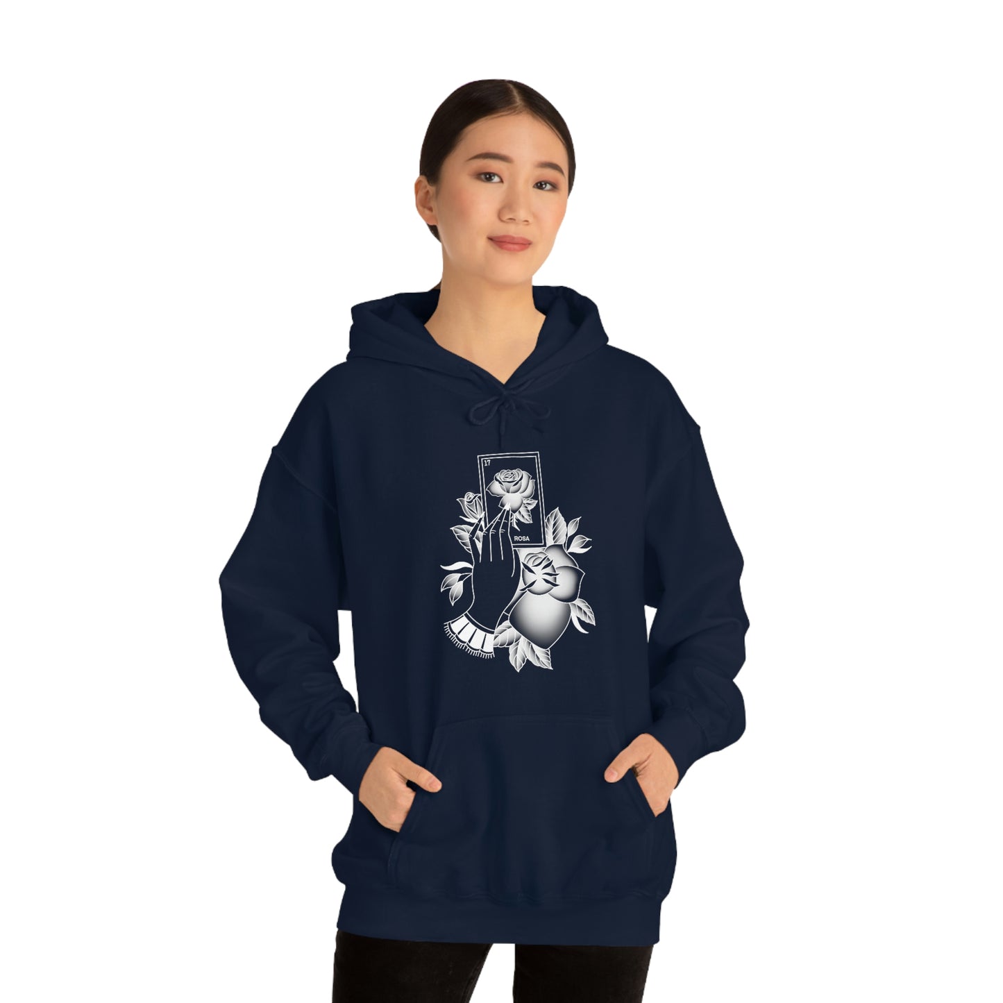 Rosa Card White Shaded Unisex Heavy Blend™ Hooded Sweatshirt