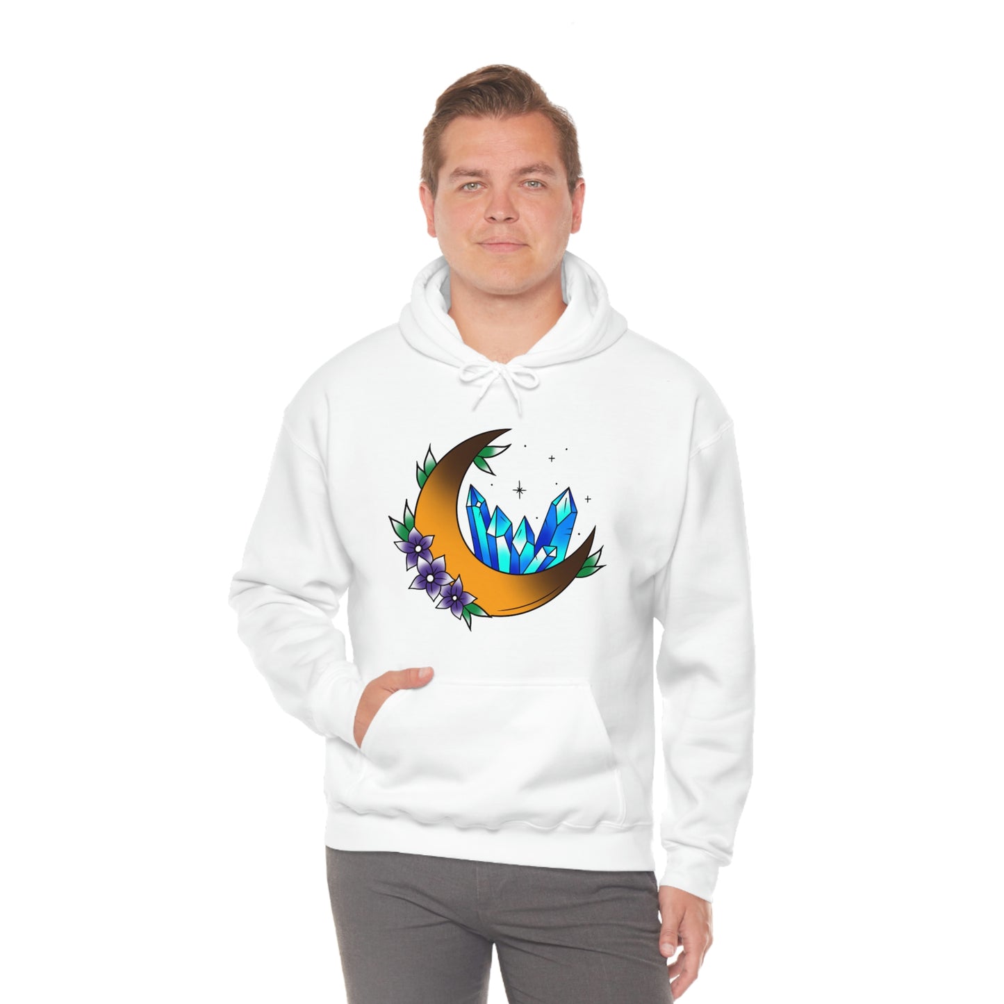 Blue Crystal Flower Unisex Heavy Blend™ Hooded Sweatshirt