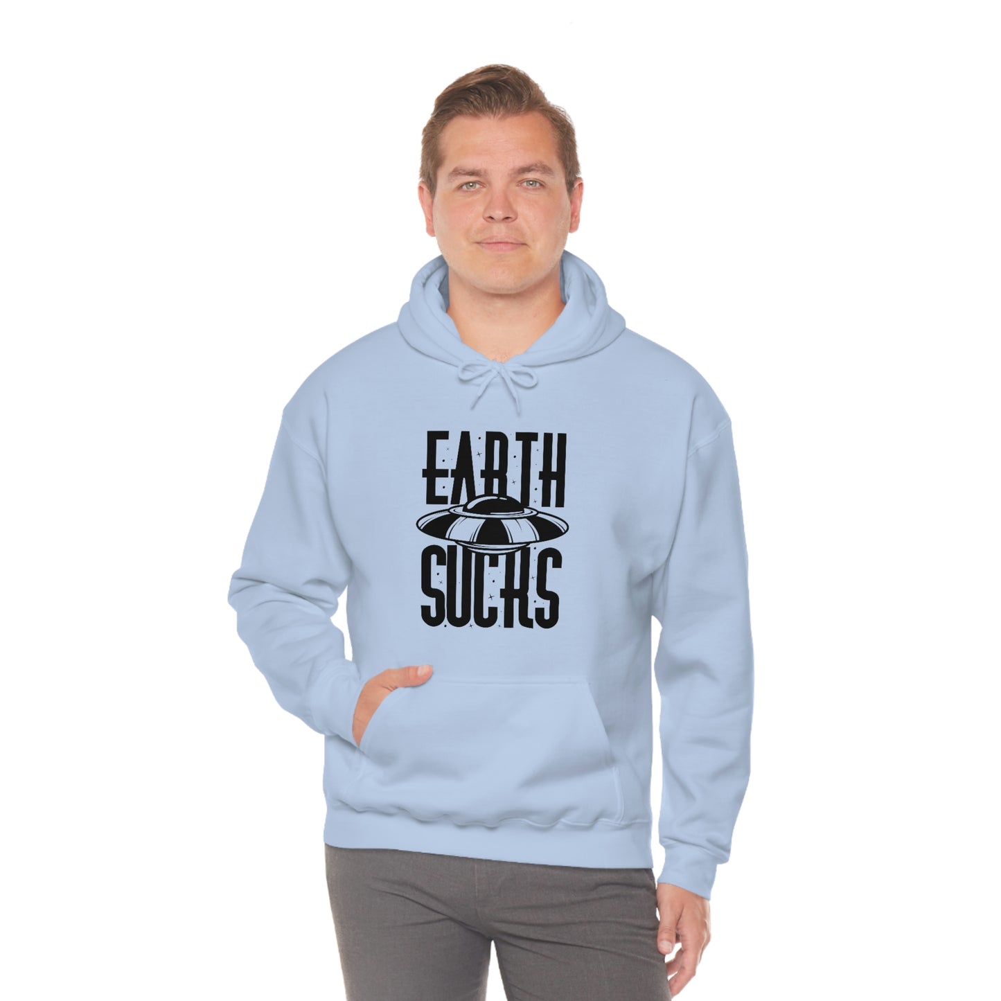 Earth Sucks Black Font Unisex Heavy Blend™ Hooded Sweatshirt