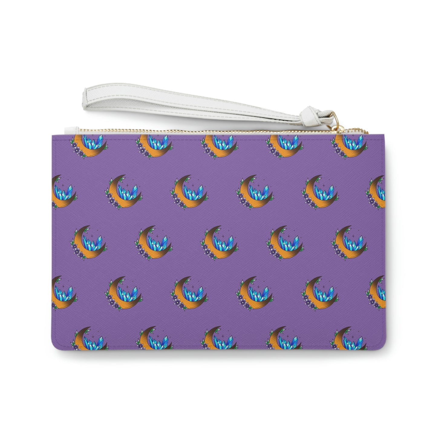 Moon and Blue Crystal Purple Clutch Bag