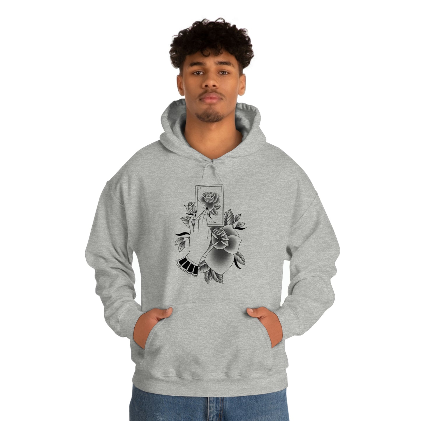 Rosa Card Black Shaded Unisex Heavy Blend™ Hooded Sweatshirt