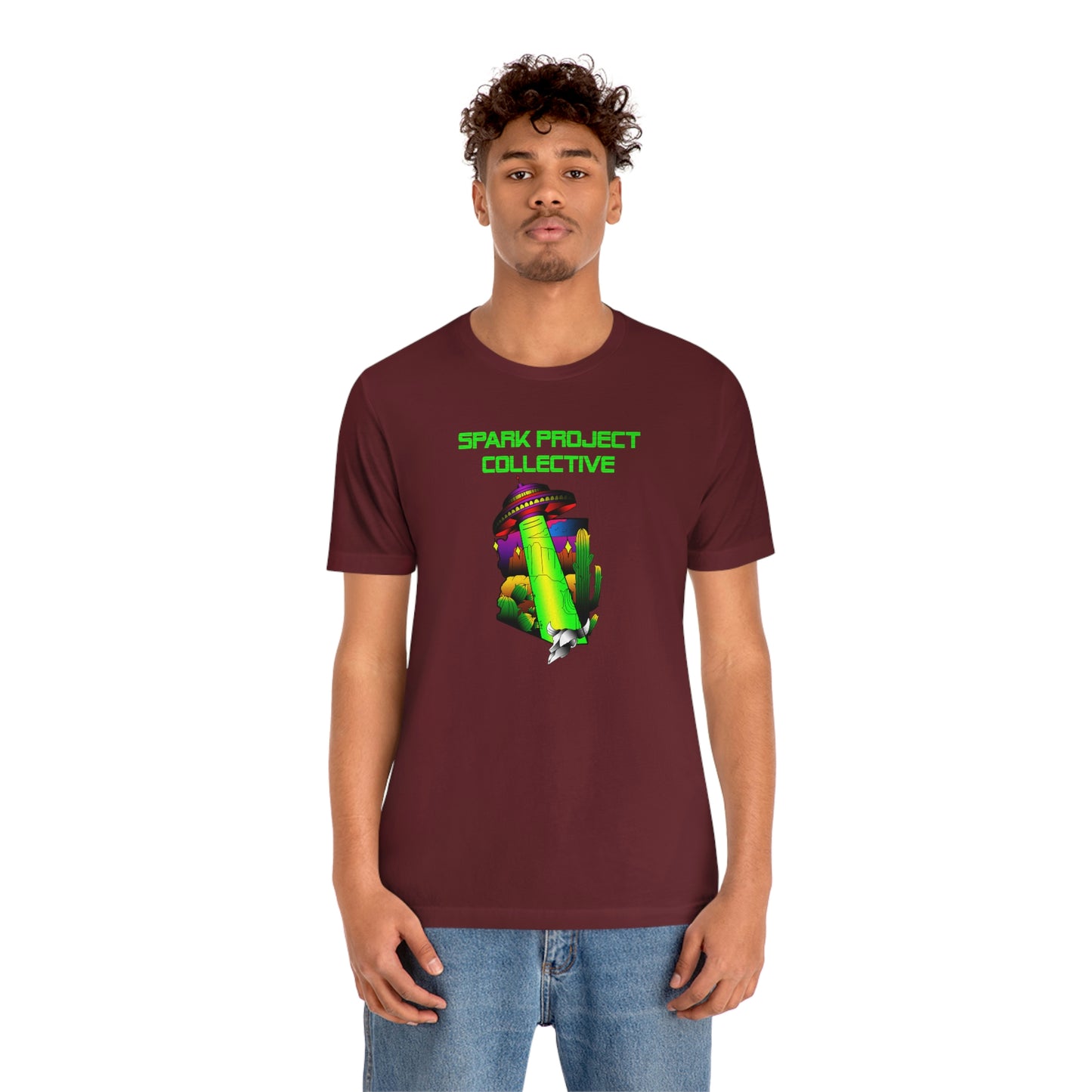 UFO Spark Green Font unisex jersey short sleeve tee