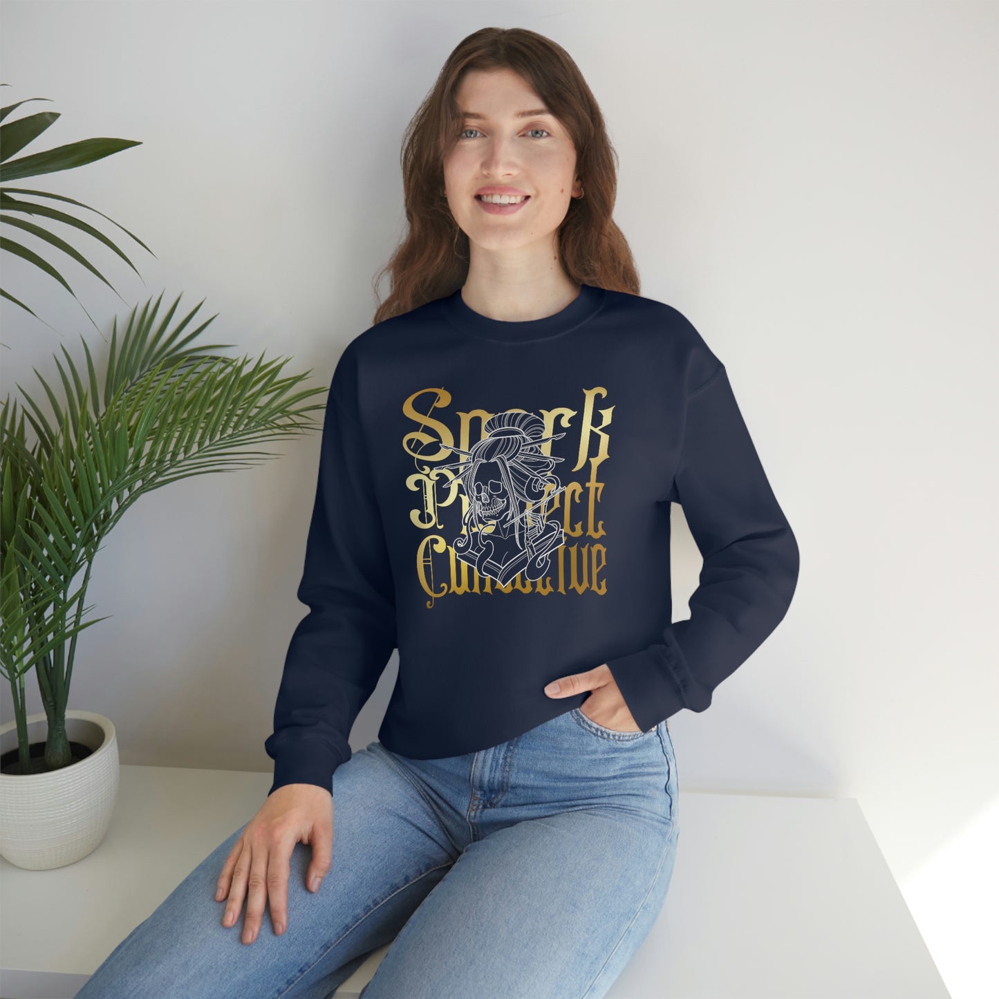 Japanese Spark Gold Font unisex heavy blend crewneck sweatshirt