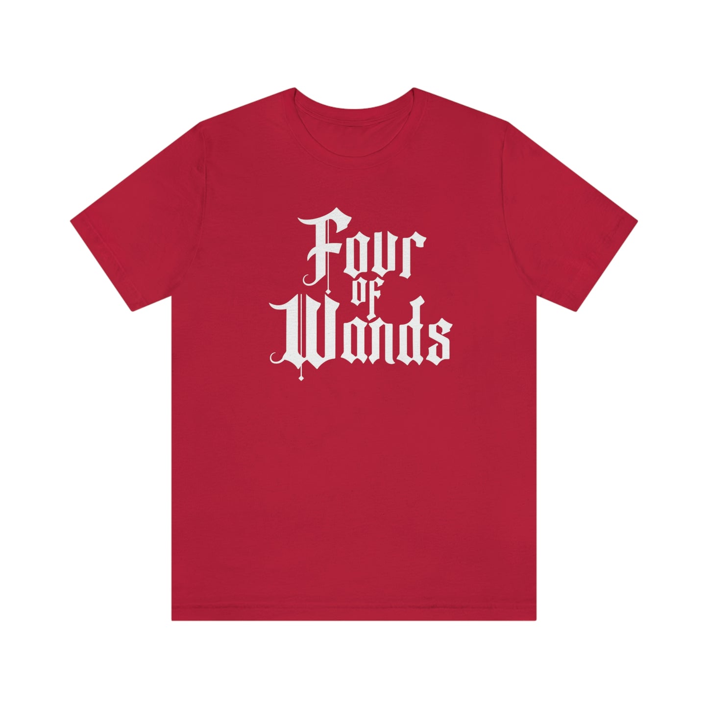 Four of Wands White Logo Unisex Jersey Short Sleeve Tee