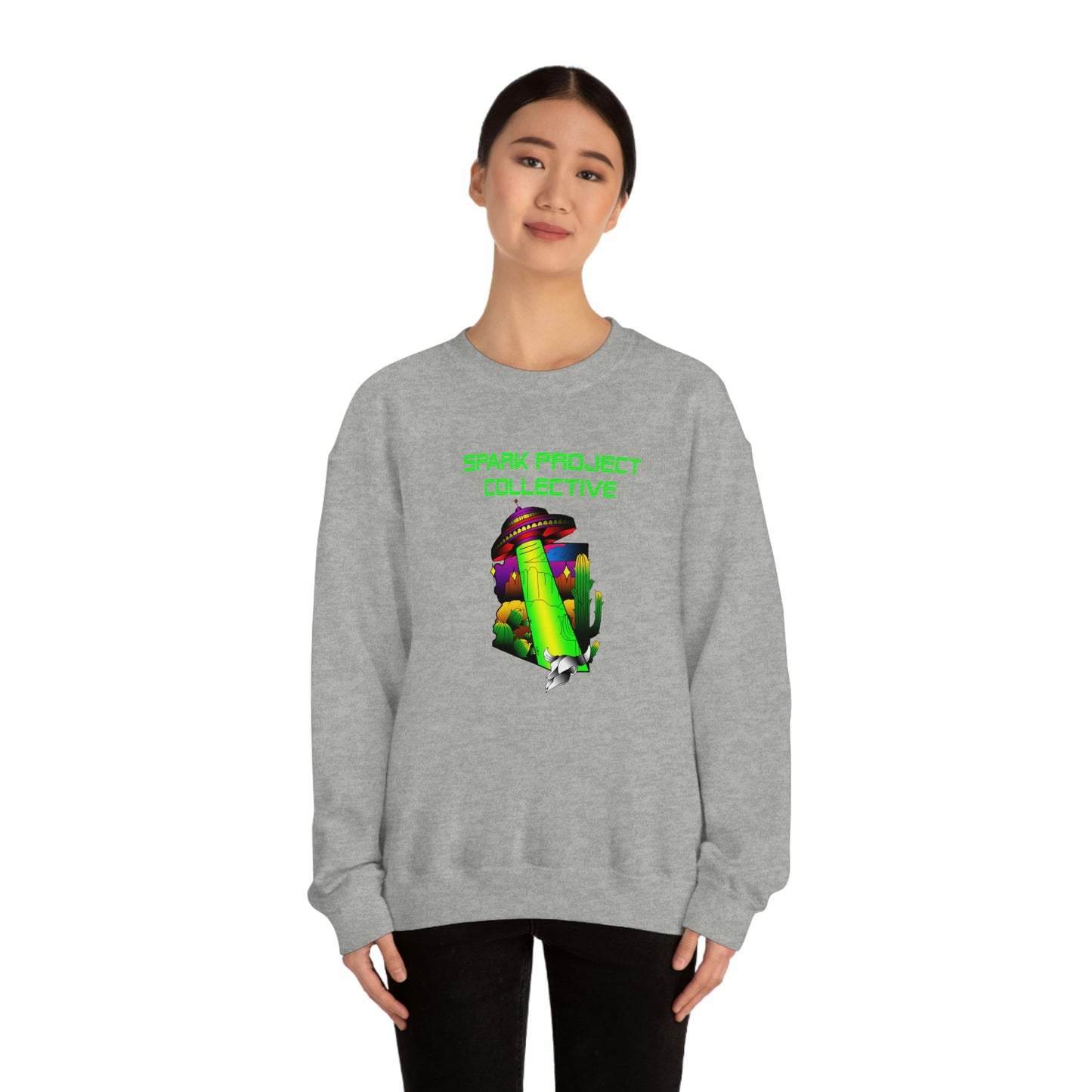 UFO Spark Green Font unisex heavy blend crewneck sweatshirt