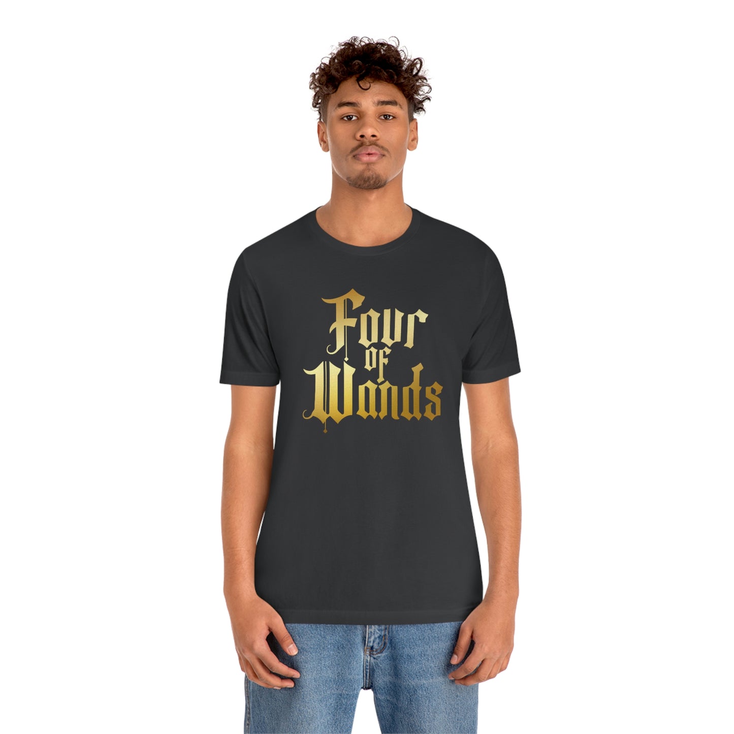 Four of Wands Gold Logo Unisex Jersey Short Sleeve Tee