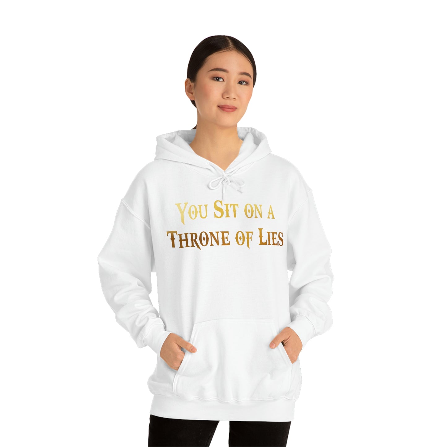 You Sit on A Throne of Lies Gold Font Unisex Heavy Blend™ Hooded Sweatshirt