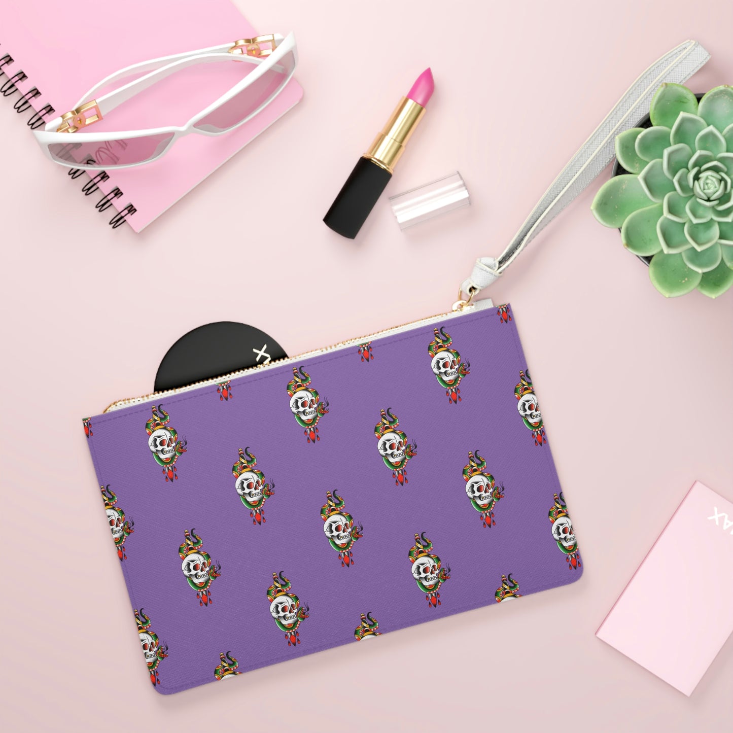 Snake and Dagger Purple Clutch Bag