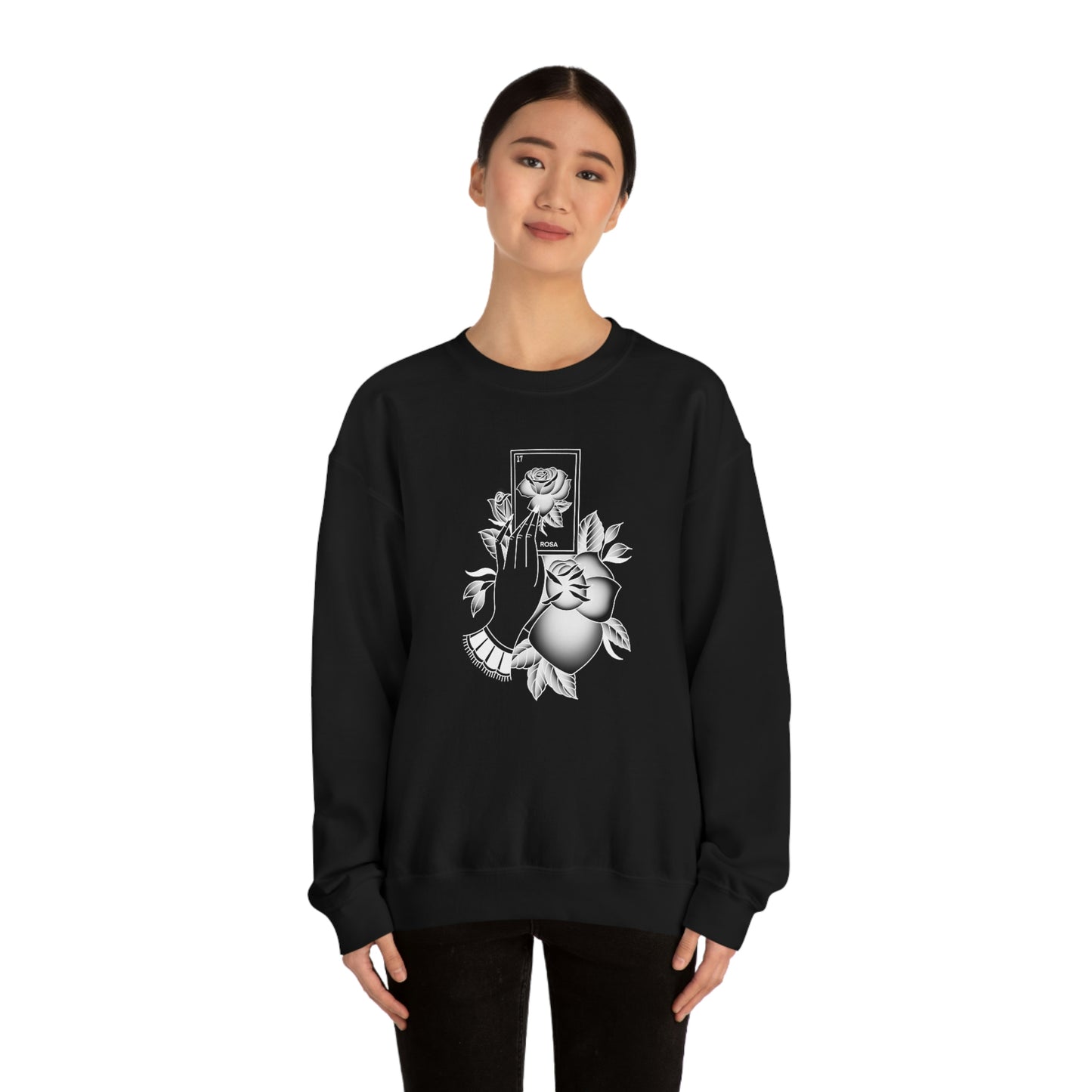 Rosa Card Shaded White unisex heavy blend crewneck sweatshirt