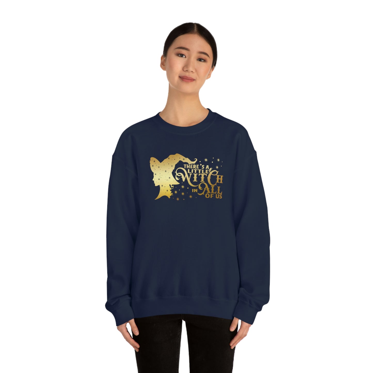 Witch In All of Us Gold Font Black unisex heavy blend crewneck sweatshirt