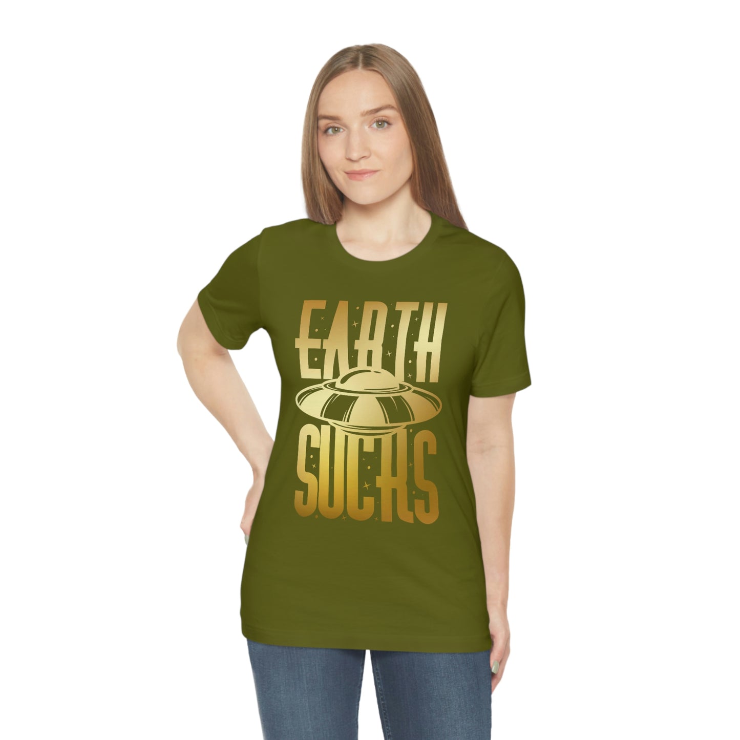 Earth Sucks Gold Font Unisex Jersey Short Sleeve Tee