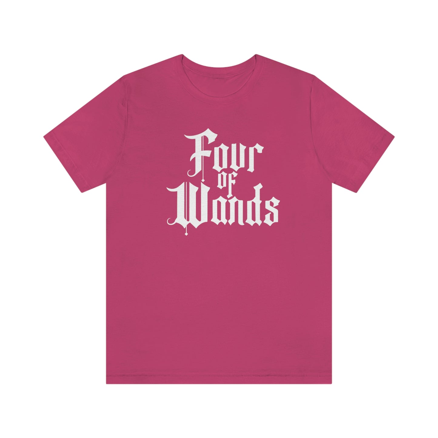 Four of Wands White Logo Unisex Jersey Short Sleeve Tee