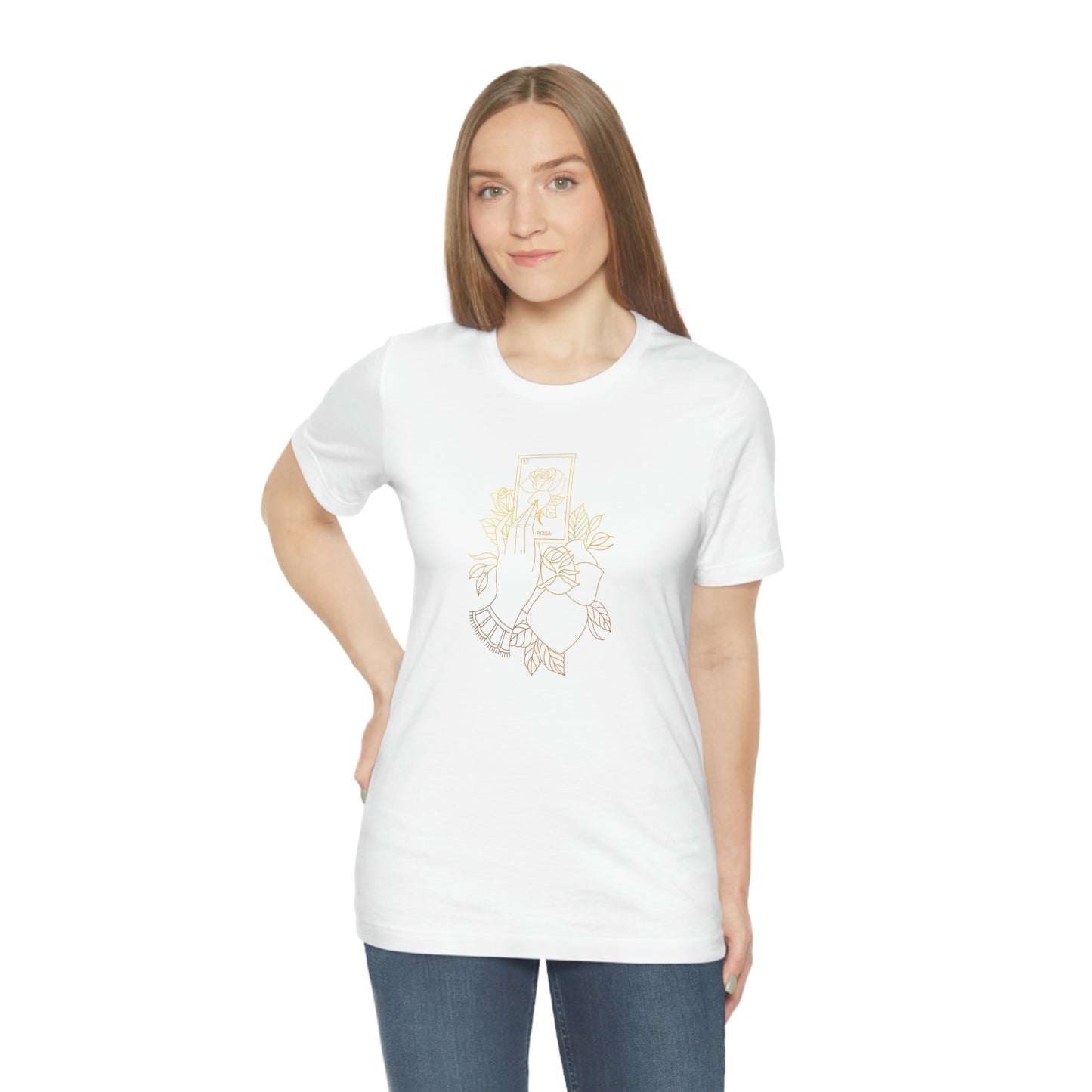 Rosa Card Gold Lines Unisex Jersey Short Sleeve Tee