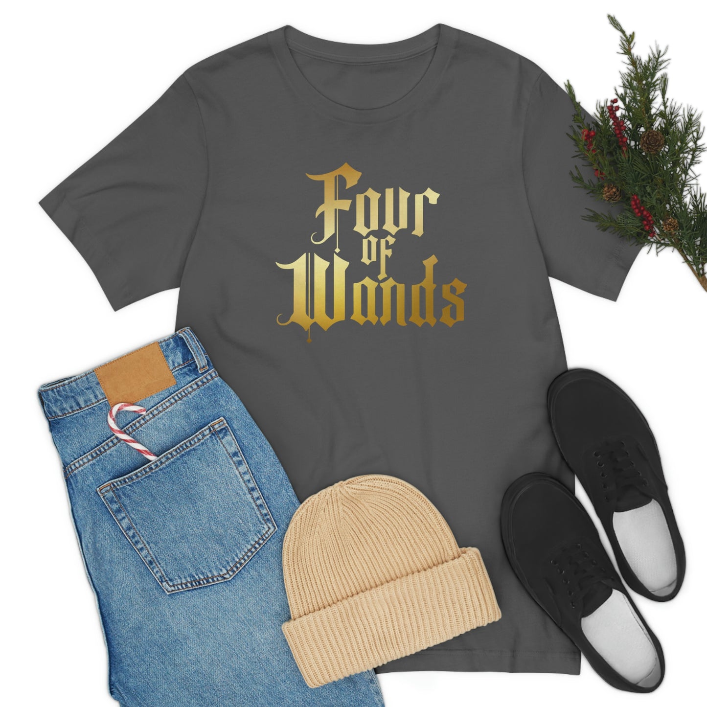 Four of Wands Gold Logo Unisex Jersey Short Sleeve Tee