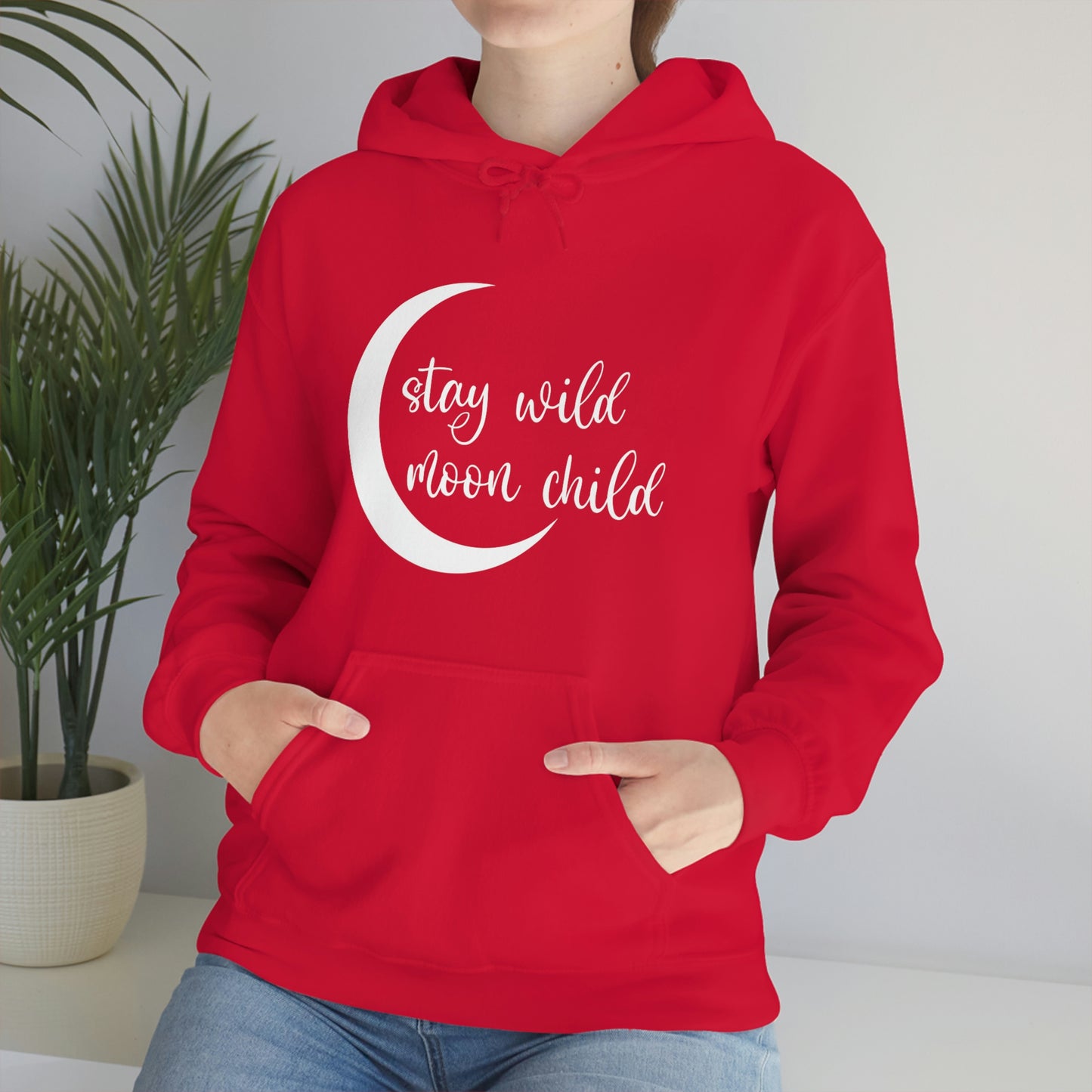 Stay Wild Moon Child White Font Unisex Heavy Blend™ Hooded Sweatshirt