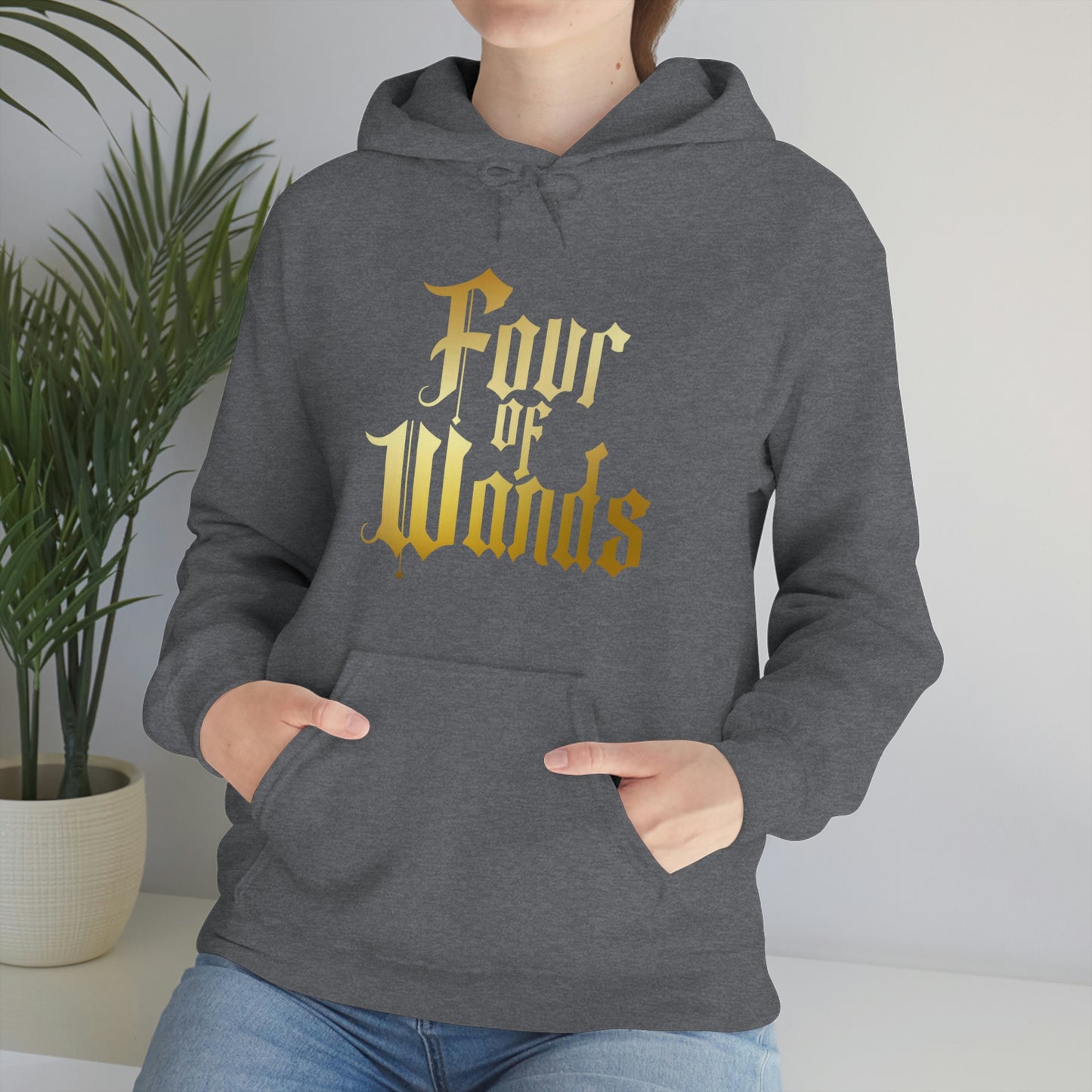 Four of Wands Gold Logo Unisex Heavy Blend™ Hooded Sweatshirt