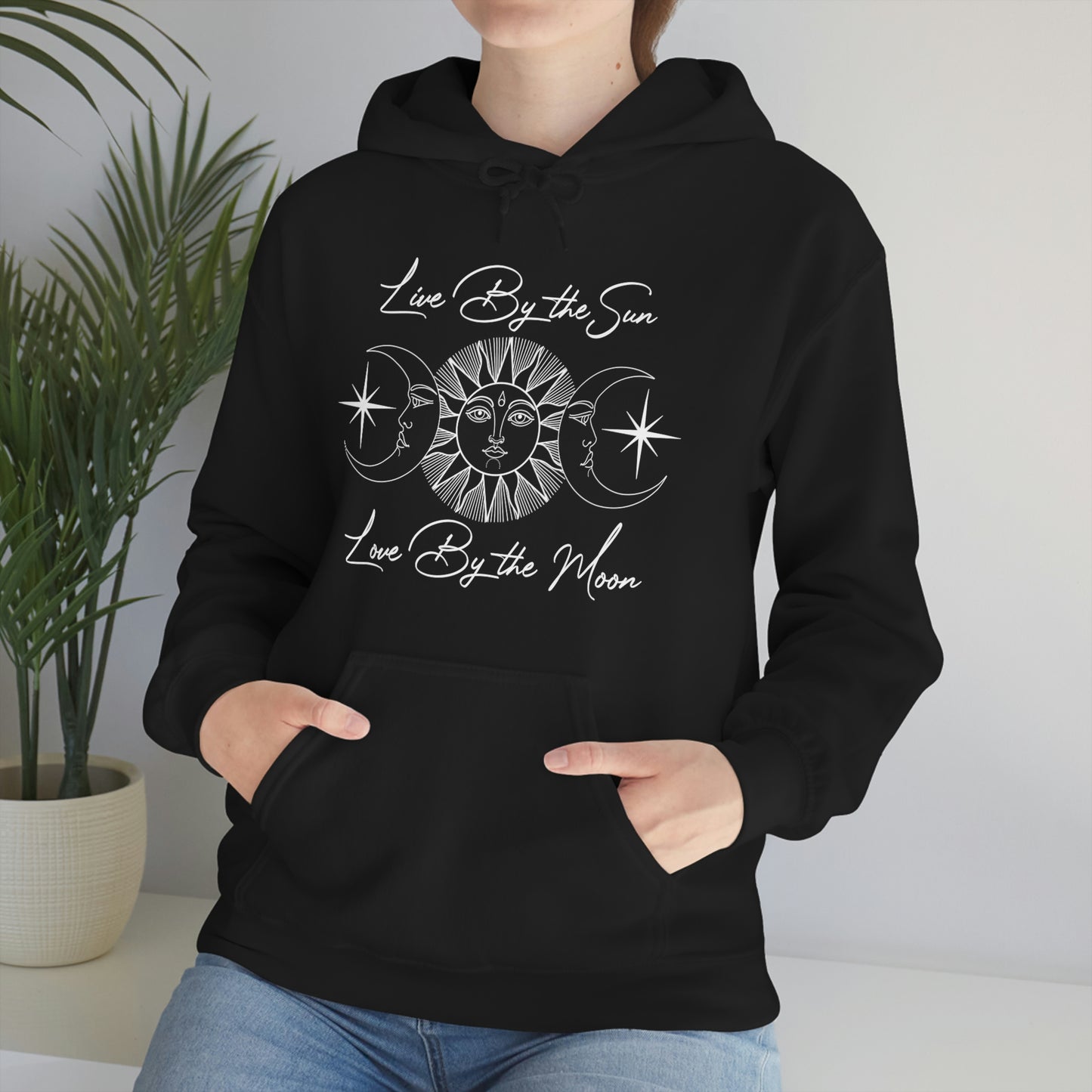 Live By the Sun White Font Unisex Heavy Blend™ Hooded Sweatshirt