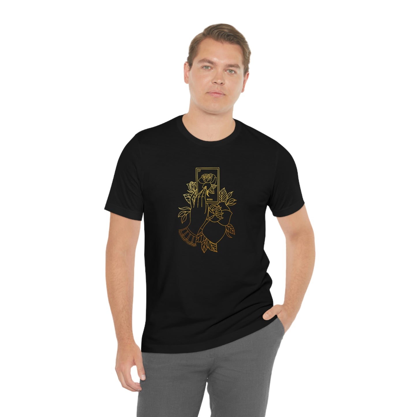 Rosa Card Gold Lines Unisex Jersey Short Sleeve Tee