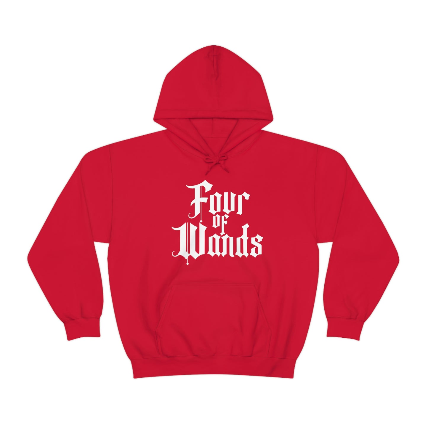 Four of Wands White Logo Unisex Heavy Blend™ Hooded Sweatshirt