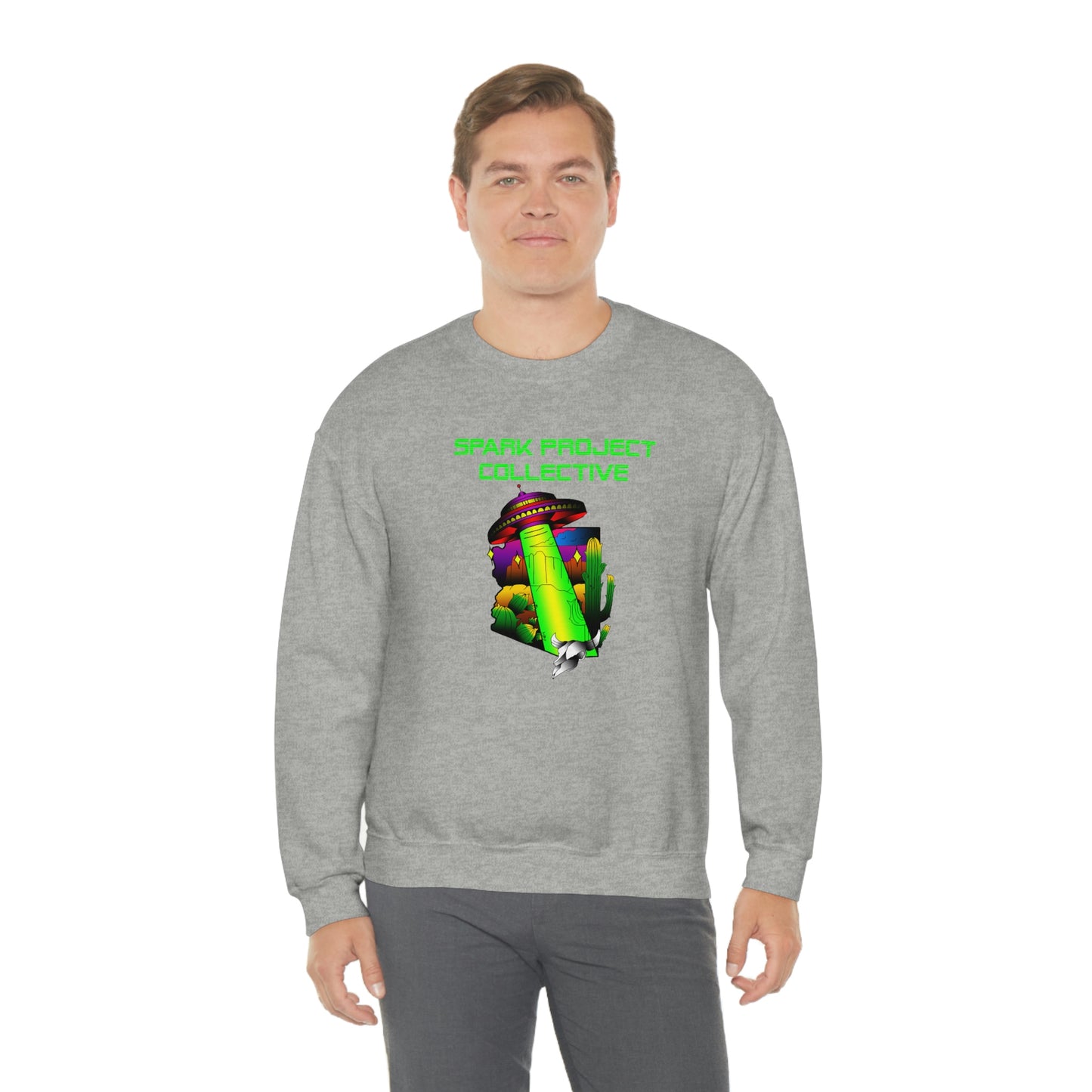 UFO Spark Green Font unisex heavy blend crewneck sweatshirt