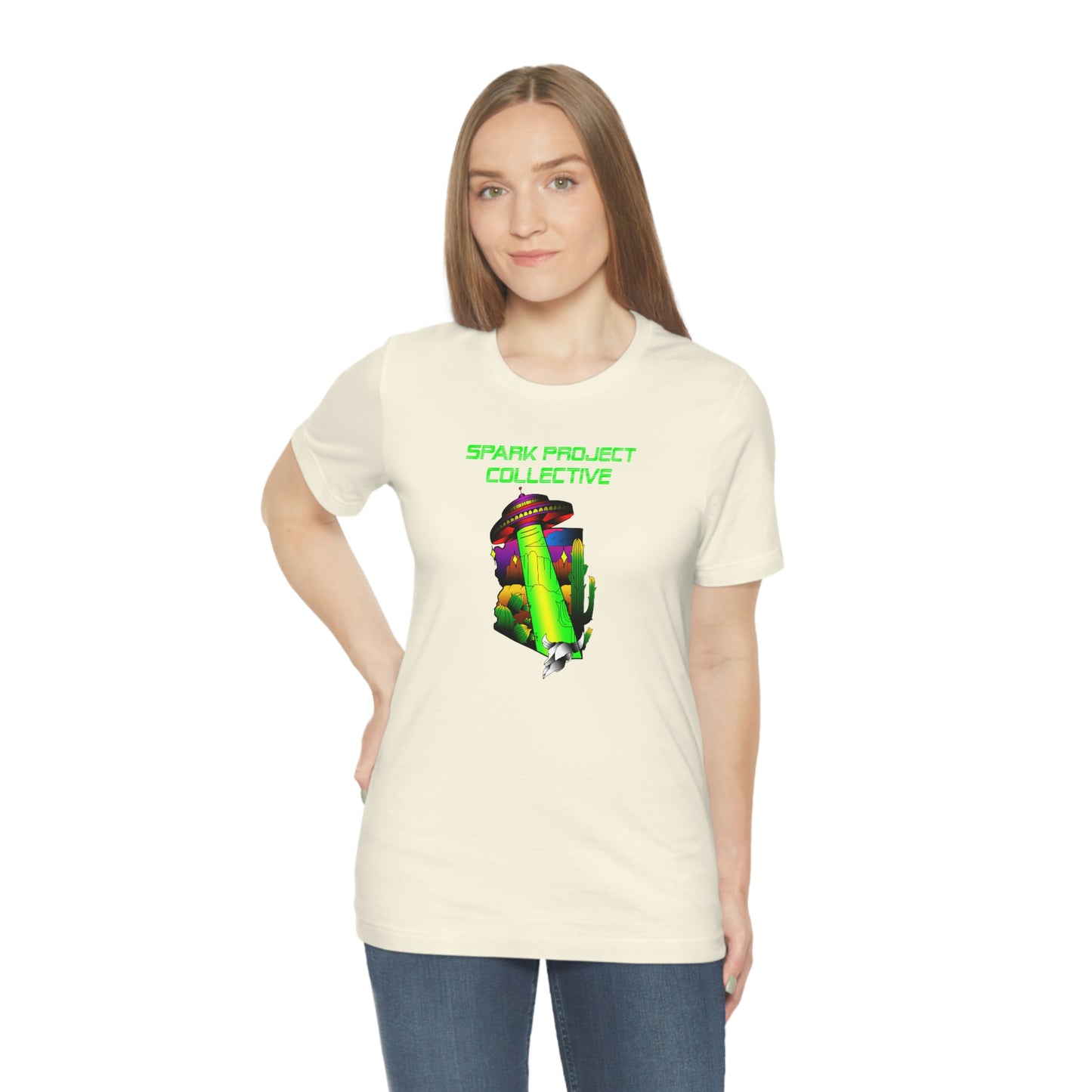 UFO Spark Green Font unisex jersey short sleeve tee