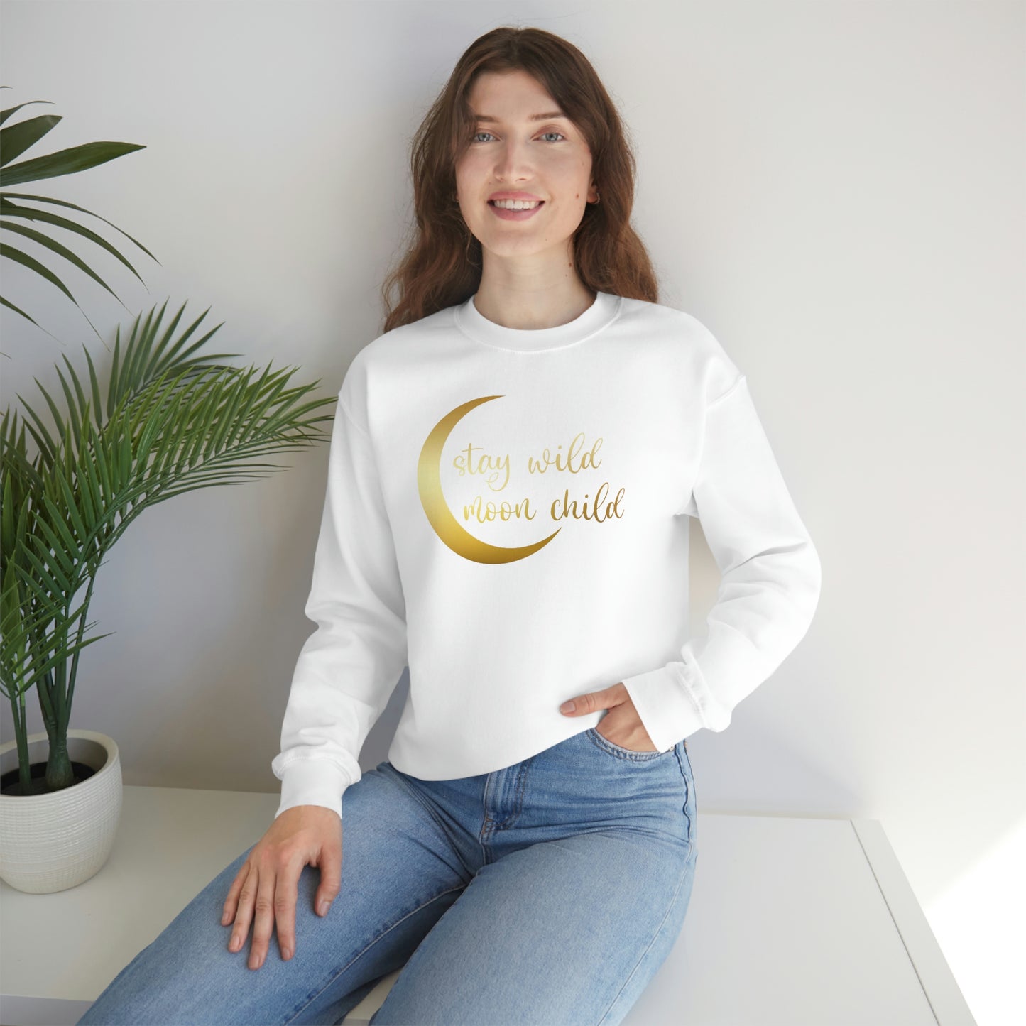 Stay Wild Moon Child Gold unisex heavy blend crewneck sweatshirt