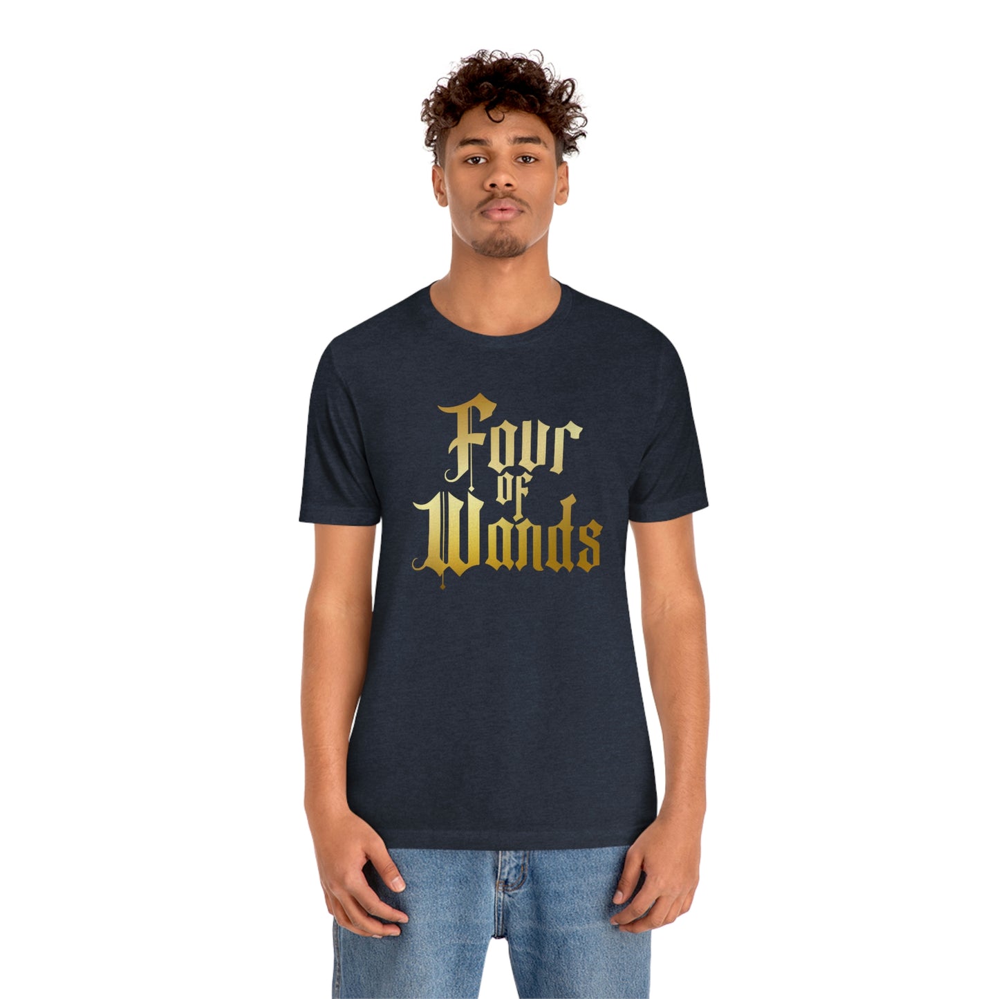 Four of Wands Gold Logo Unisex Jersey Short Sleeve Tee