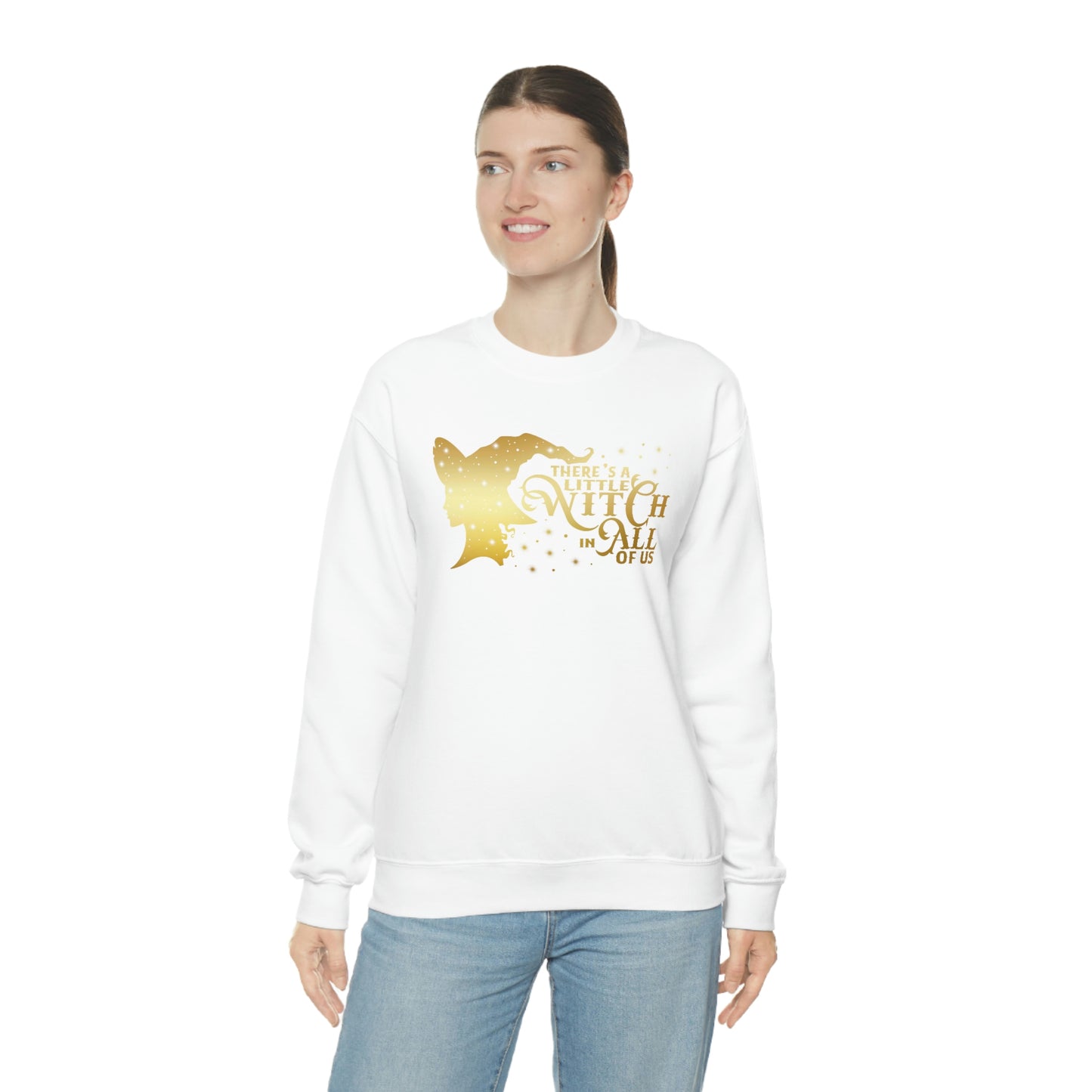 Witch In All of Us Gold Font Black unisex heavy blend crewneck sweatshirt