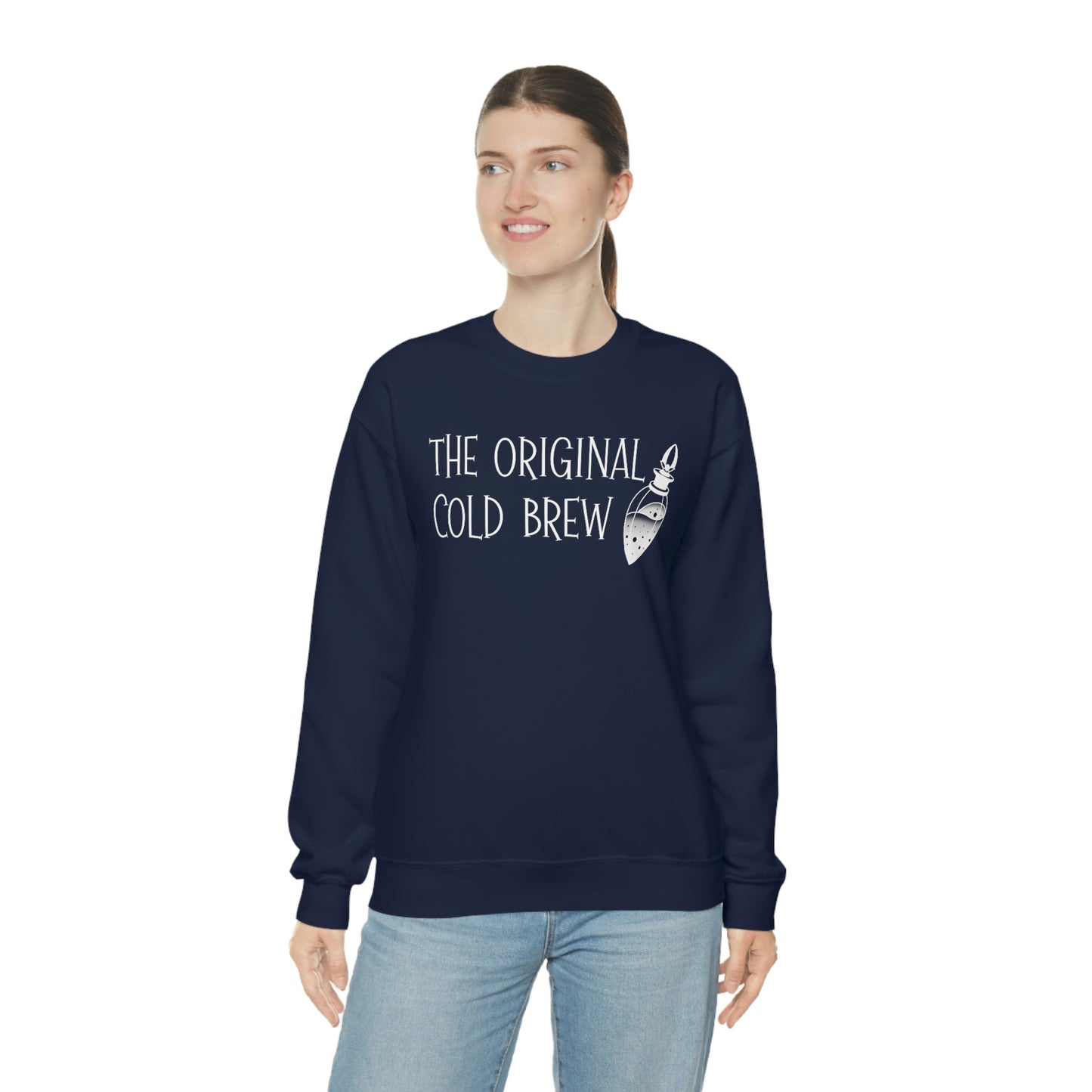 The Original Cold Brew White Font unisex heavy blend crewneck sweatshirt