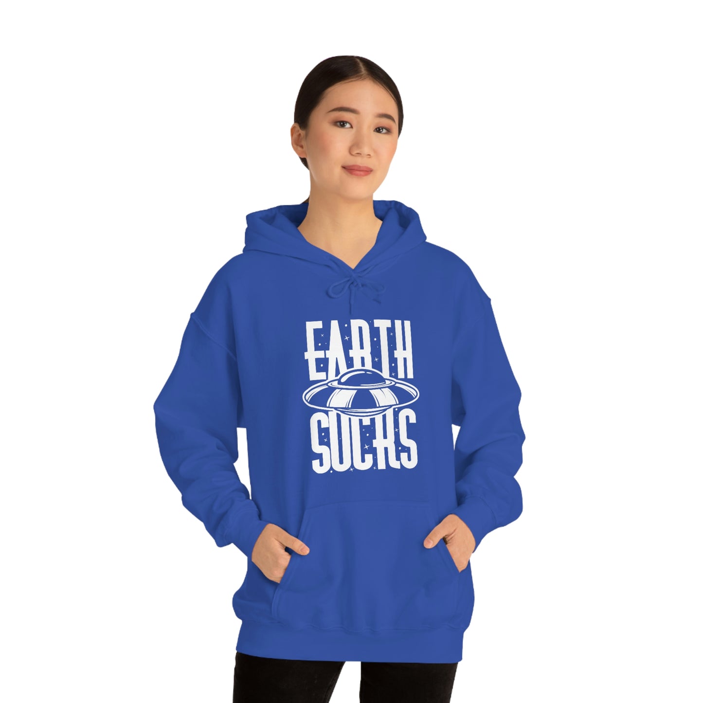 Earth Sucks White Font Unisex Heavy Blend™ Hooded Sweatshirt