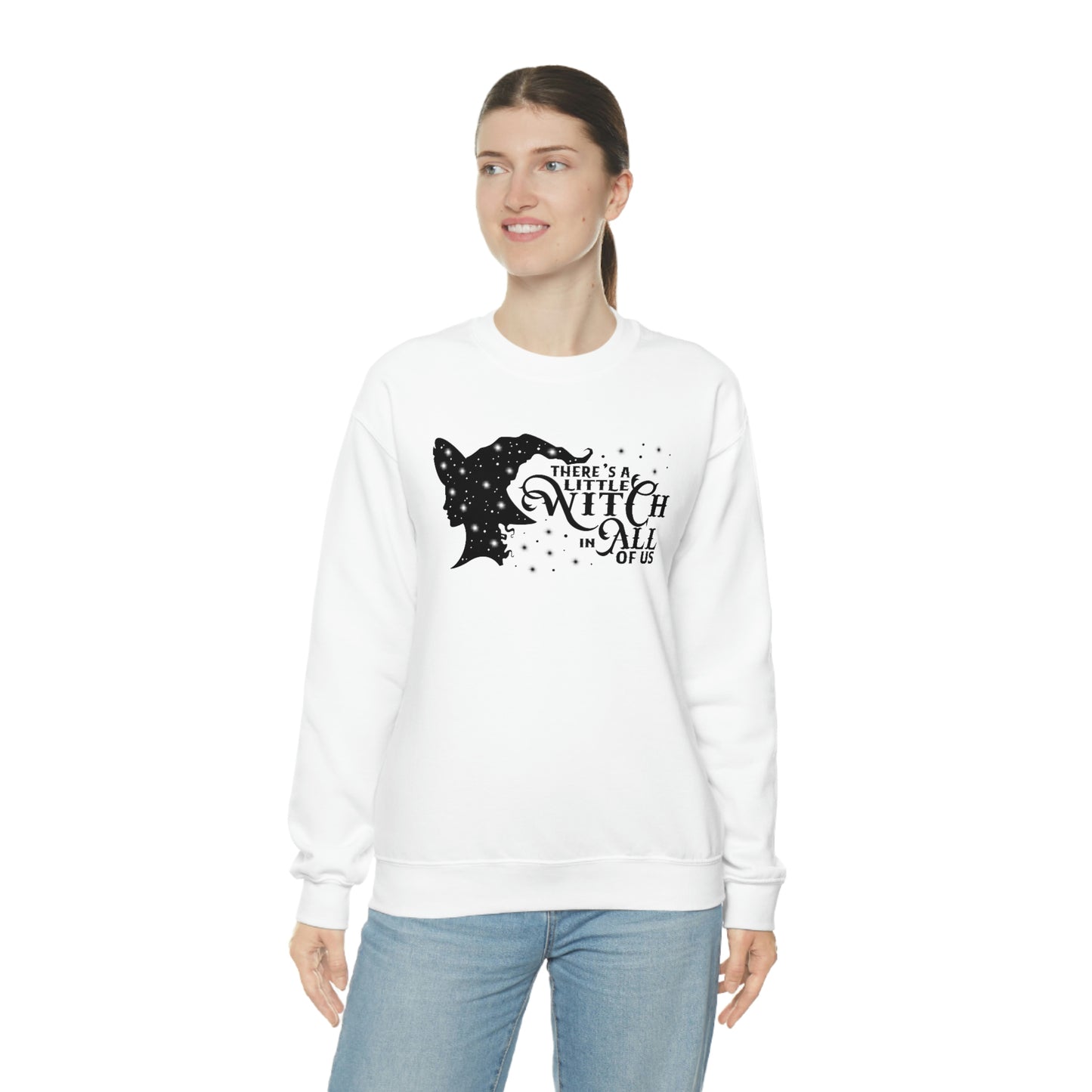 Witch in All of Us Black Font White unisex heavy blend crewneck sweatshirt