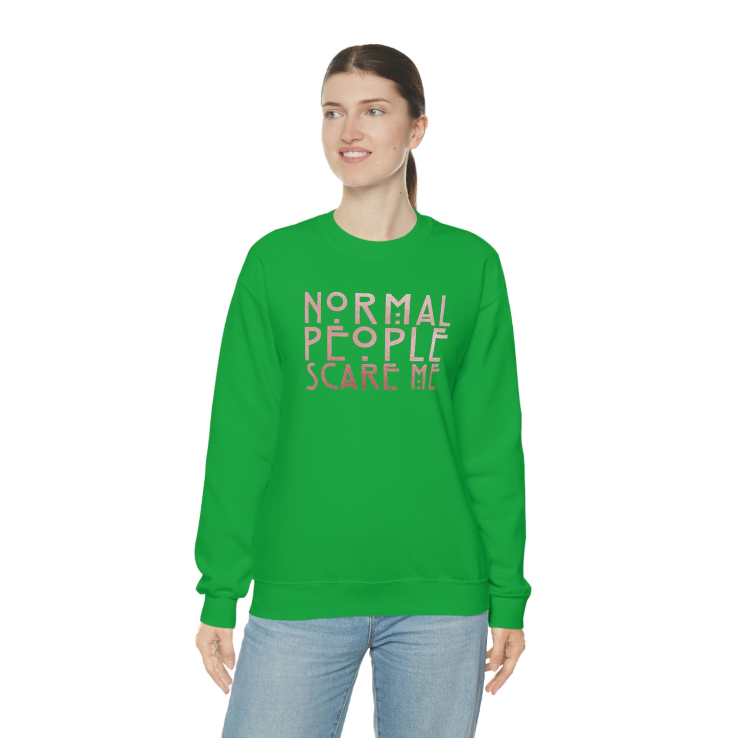 Normal People Scare Me Pink unisex heavy blend crewneck sweatshirt