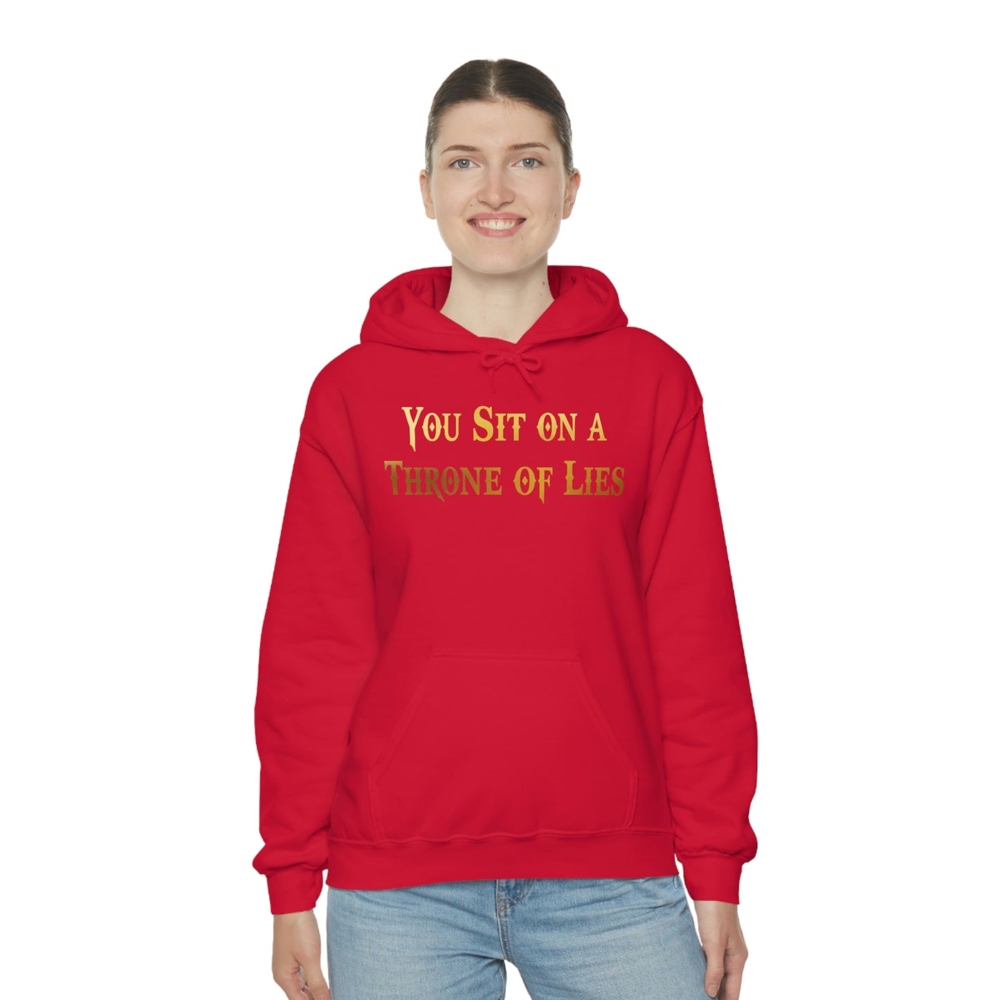 You Sit on A Throne of Lies Gold Font Unisex Heavy Blend™ Hooded Sweatshirt