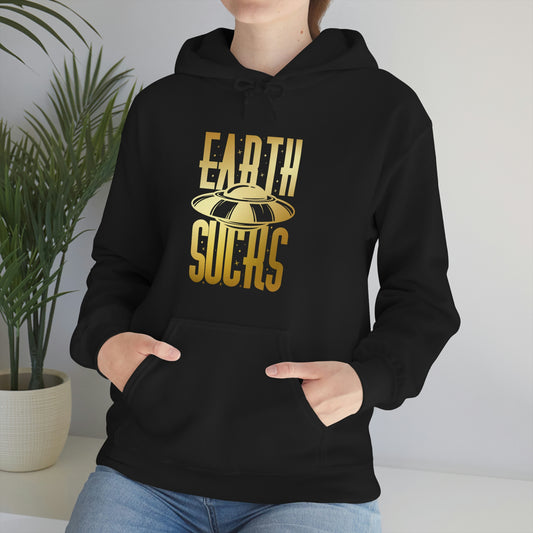 Earth Sucks Gold Font Unisex Heavy Blend™ Hooded Sweatshirt