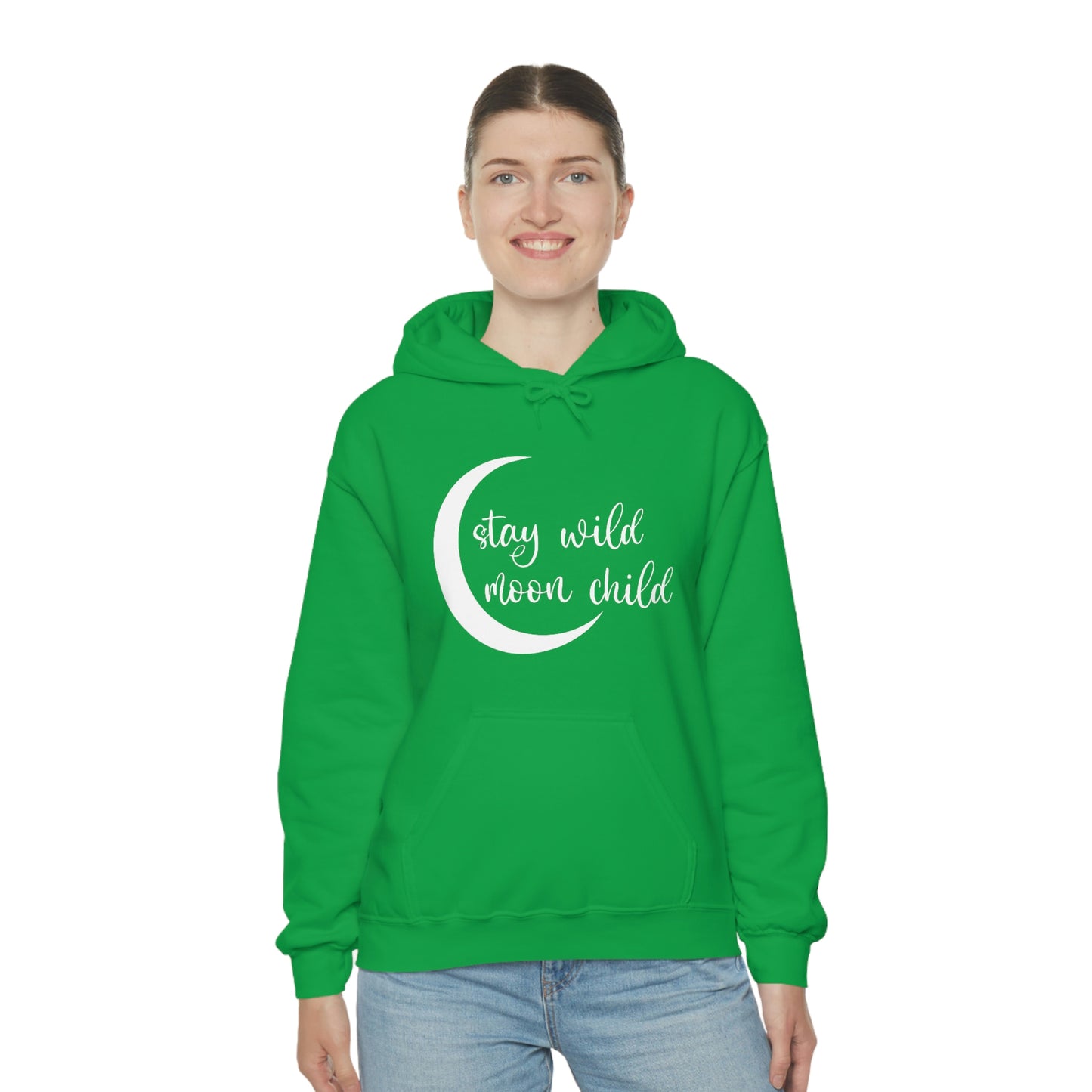 Stay Wild Moon Child White Font Unisex Heavy Blend™ Hooded Sweatshirt